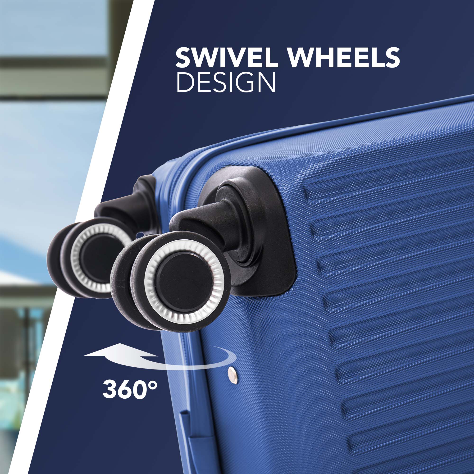 Vacay 15” Suitcase ABS Luggage, Aluminium Trolley Handle, 360° Spinner Wheels - Airline Compatible (45 x 33x 20cm) - Dusk