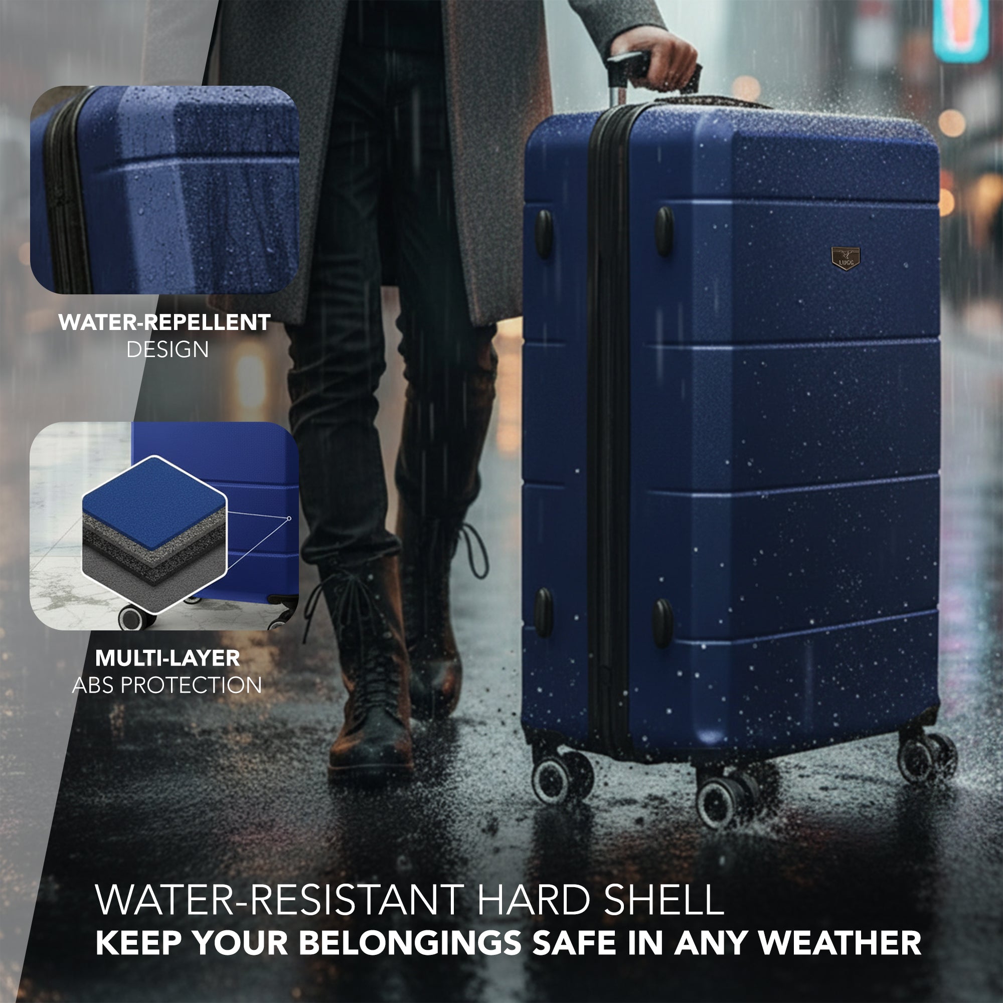 Jetset 32" Large Suitcase – Lightweight Hard Shell Luggage with TSA Lock – Water-Resistant ABS Spinner Suitcase – 4 Wheels – 86x58x31cm Travel Bag - Midnight Blue