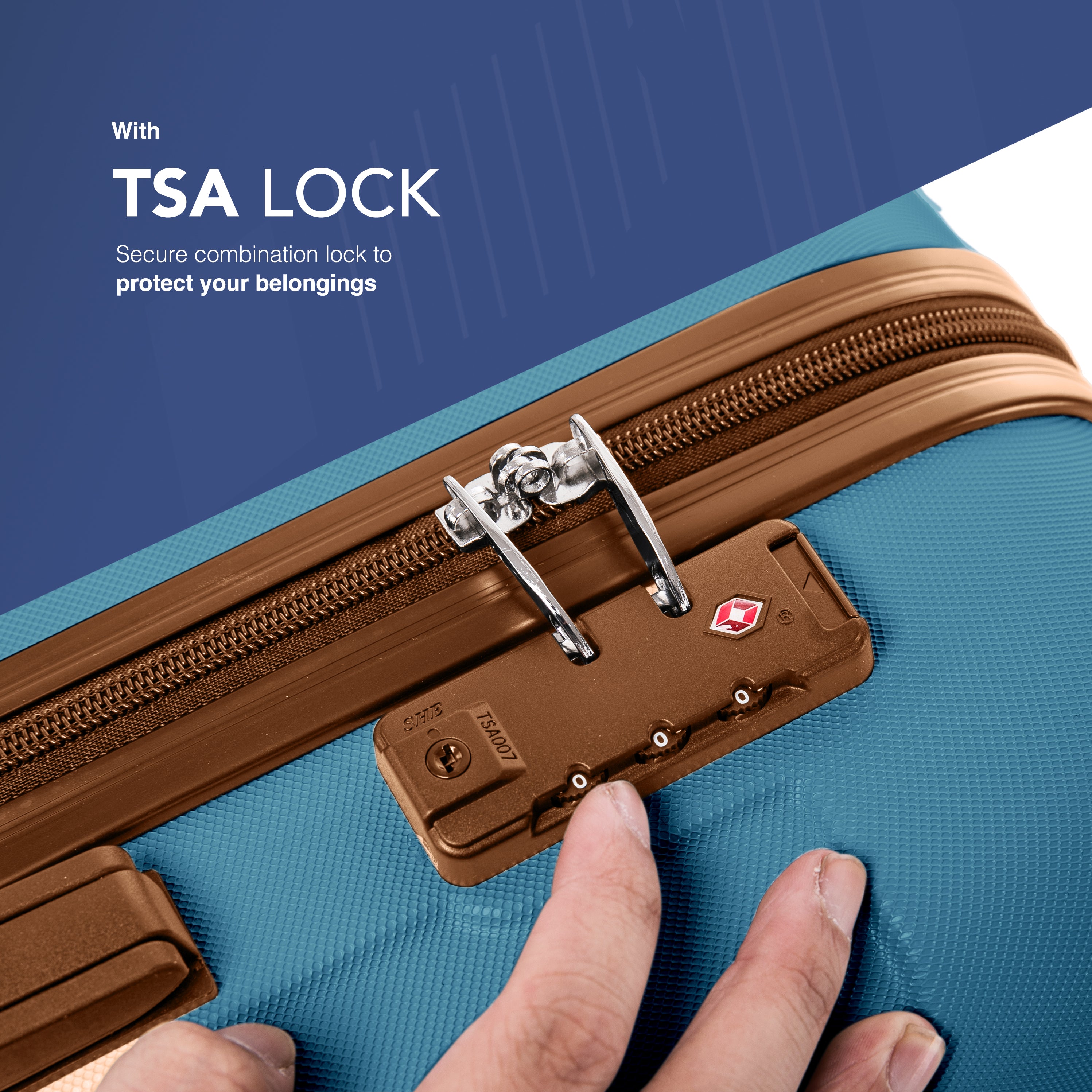 LUGG Skywander 24” Lightweight Underseat Cabin Bag - 67cm x 44cm x 24.5cm – EasyJet Approved Carry-On Suitcase, Durable ABS Hard Shell- Blue & Brown