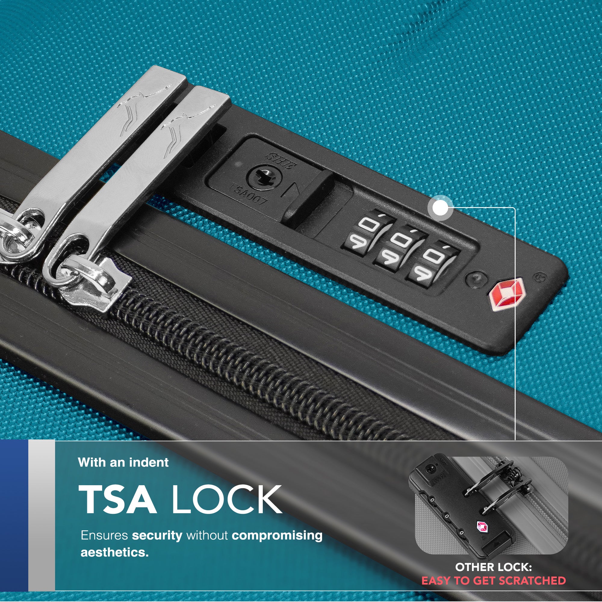 LUGG Jetset 24” Lightweight Travel Carry On Suitcase, ABS, Water Resistant & TSA Lock, Easyjet Overhead- Teal