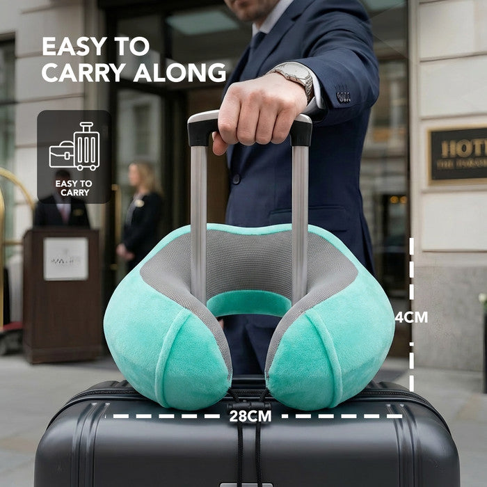 Memory Foam Travel Neck Pillow for Flights – Turquoise