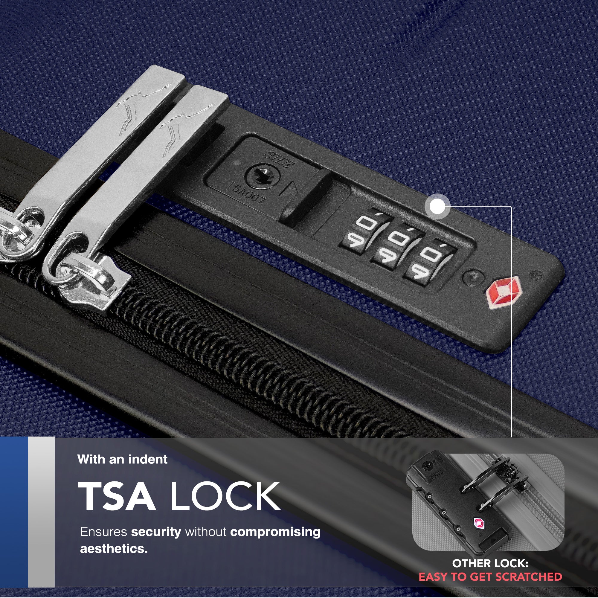 LUGG Jetset 24” Lightweight Travel Carry On Suitcase, ABS, Water Resistant & TSA Lock, Easyjet Overhead- Midnight Blue