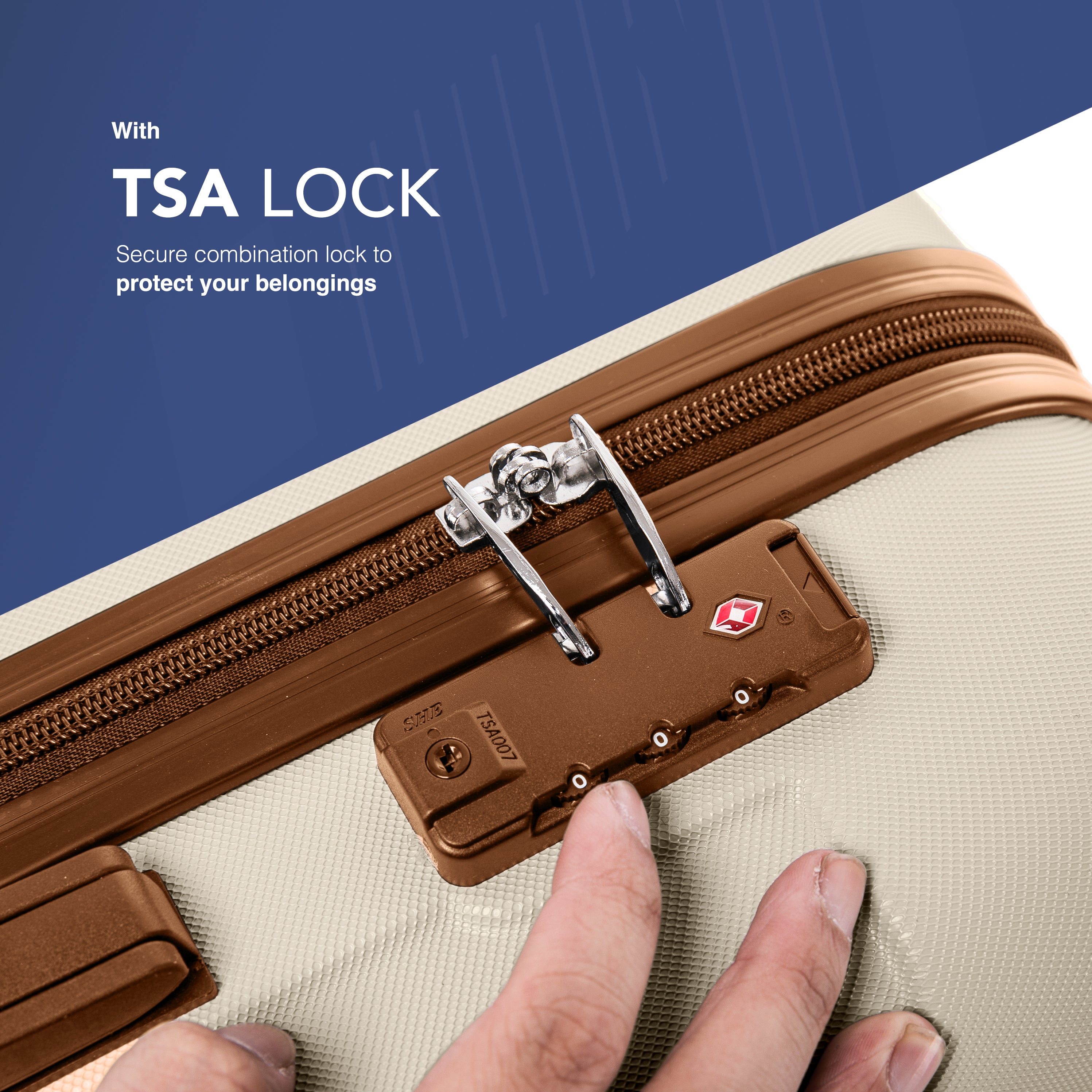 Skywander 20" Cabin Suitcase - 55 x 35 x 20cm in Cream & Brown