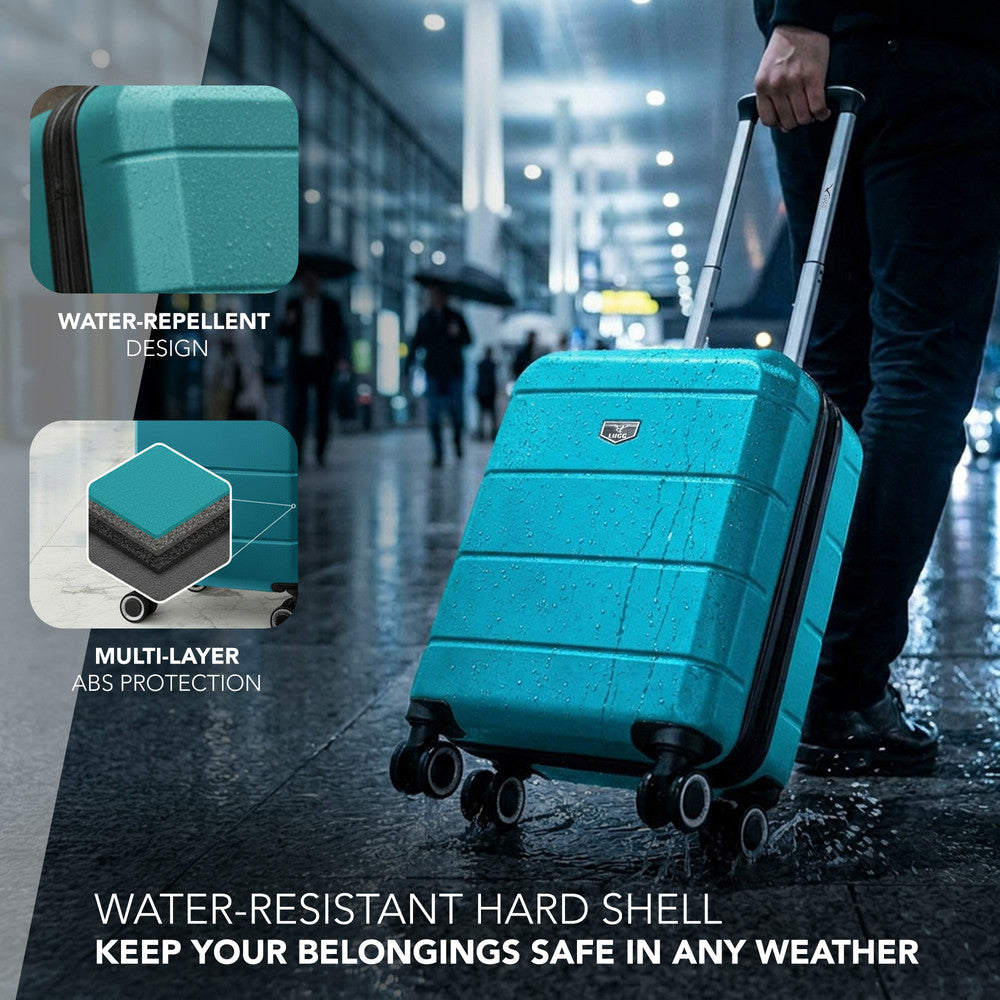 LUGG Jetset 15 Inch ABS Shell Protection Water Resistant & Safe Locking System Easyjet Free Under Seat Luggage (45x33x20cm) - Teal