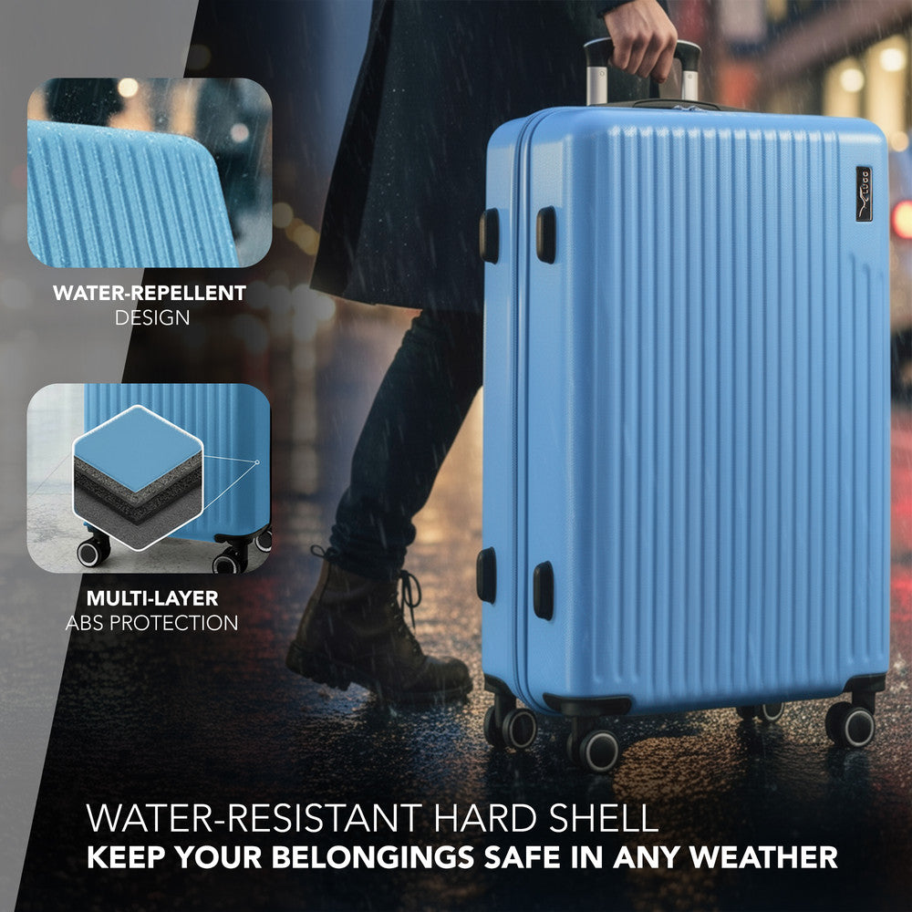 LUGG 32inch Vacay Suitcase ABS Luggage with TSA Indent Lock, Aluminium Trolley Handle, 360° Spinner Wheels, Water-Resistant & Durable Material - Airline Compatible (86 x 31 x 58cm) - Skyblue