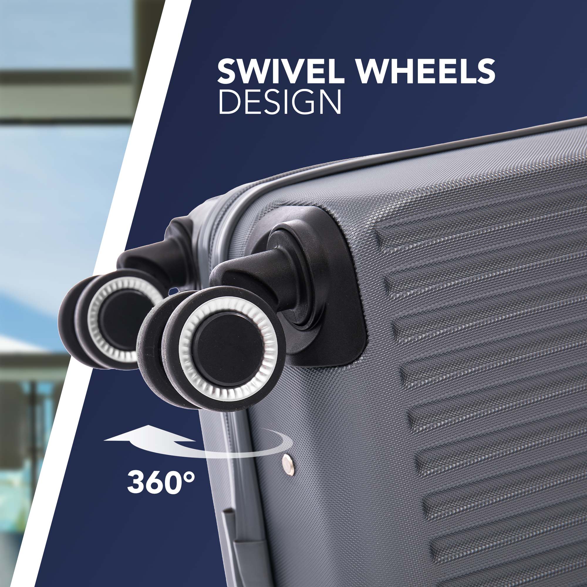 Vacay 15” Suitcase ABS Luggage, Aluminium Trolley Handle, 360° Spinner Wheels - Airline Compatible (45 x 33x 20cm) - Raven