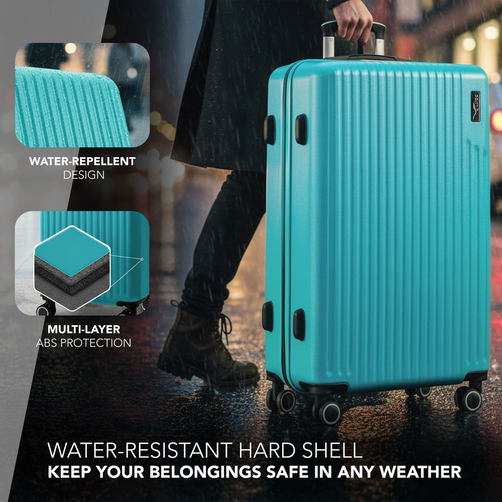 LUGG 32inch Vacay Suitcase ABS Luggage with TSA Indent Lock, Aluminium Trolley Handle, 360° Spinner Wheels, Water-Resistant & Durable Material - Airline Compatible (86 x 31 x 58cm) - Ocean