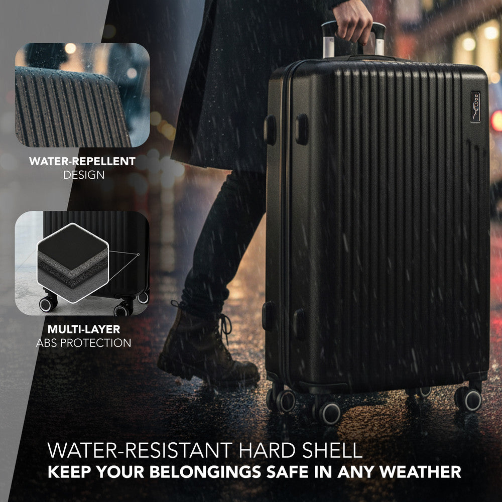 LUGG 32inch Vacay Suitcase ABS Luggage with TSA Indent Lock, Aluminium Trolley Handle, 360° Spinner Wheels, Water-Resistant & Durable Material - Airline Compatible (86 x 31 x 58cm) - Shadow