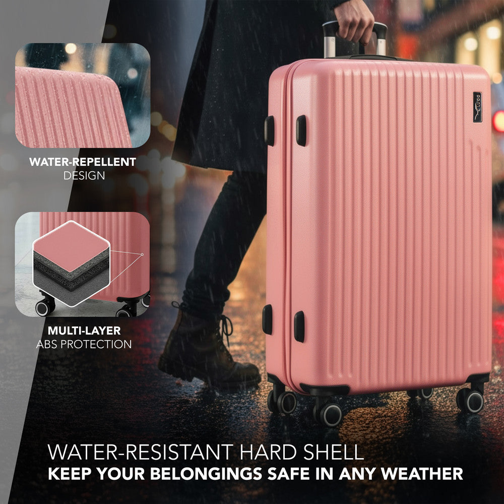 LUGG 32inch Vacay Suitcase ABS Luggage with TSA Indent Lock, Aluminium Trolley Handle, 360° Spinner Wheels, Water-Resistant & Durable Material - Airline Compatible (86 x 31 x 58cm) - Clay