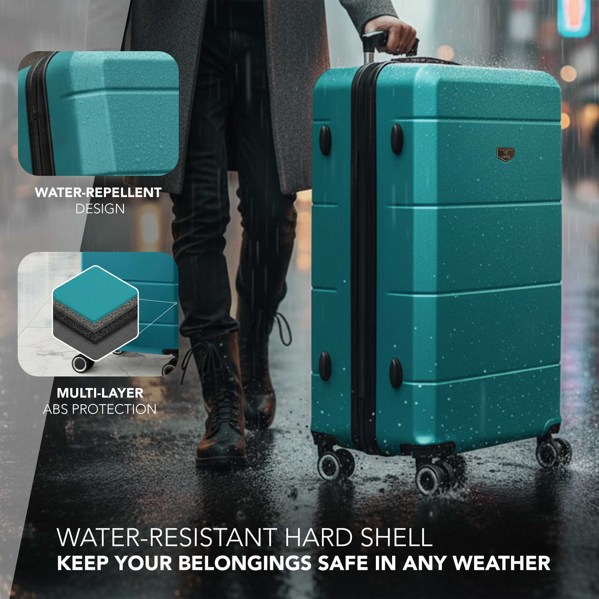 Jetset 32" Large Suitcase – Lightweight Hard Shell Luggage with TSA Lock – Water-Resistant ABS Spinner Suitcase – 4 Wheels – 86x58x31cm Travel Bag - Teal