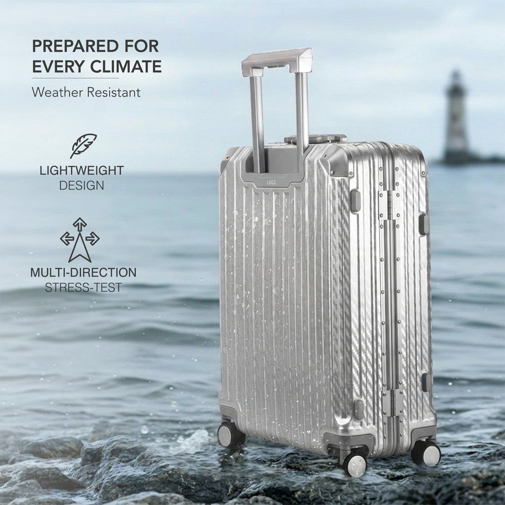 LUGG Solo Explorer 28" Hard Shell Suitcase 75x52x31cm 5yr Warranty Metallic Silver