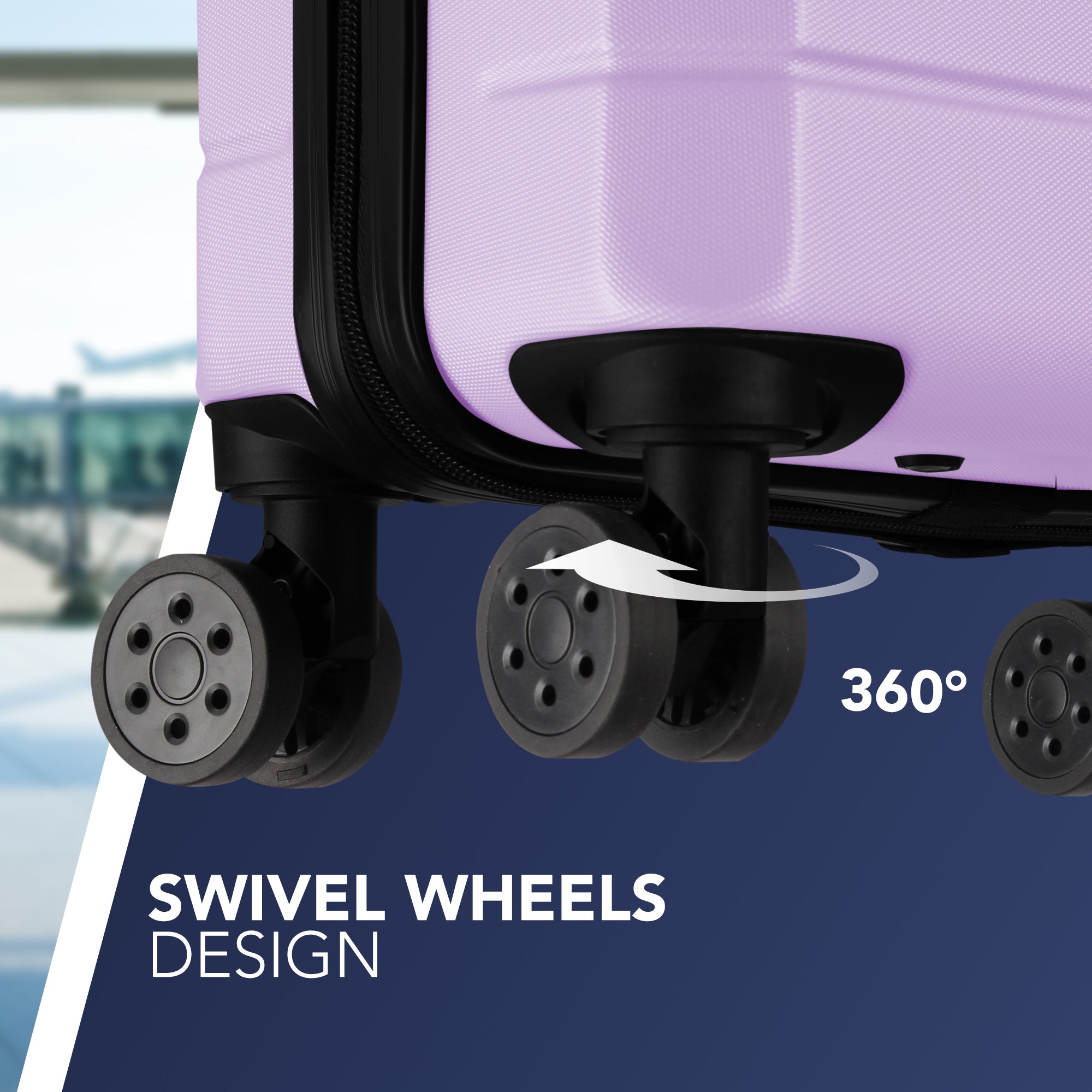 LUGG Jetset 15 Inch ABS Shell Protection Water Resistant & Safe Locking System Easyjet Free Under Seat Luggage (45x33x20cm) - Lavender