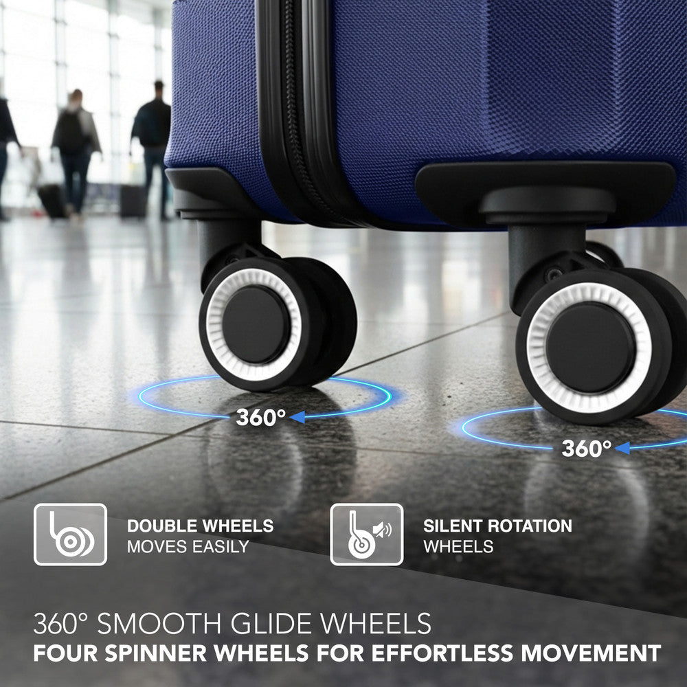 LUGG Jetset 15 Inch ABS Shell Protection Water Resistant & Safe Locking System Easyjet Free Under Seat Luggage (45x33x20cm) - Midnight Blue