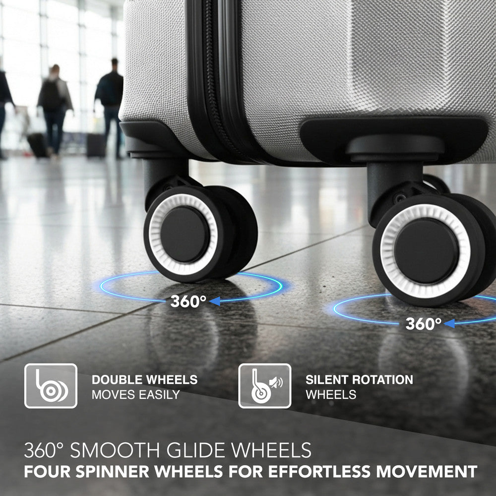 LUGG Jetset 15 Inch ABS Shell Protection Water Resistant & Safe Locking System Easyjet Free Under Seat Luggage (45x33x20cm) - Silver