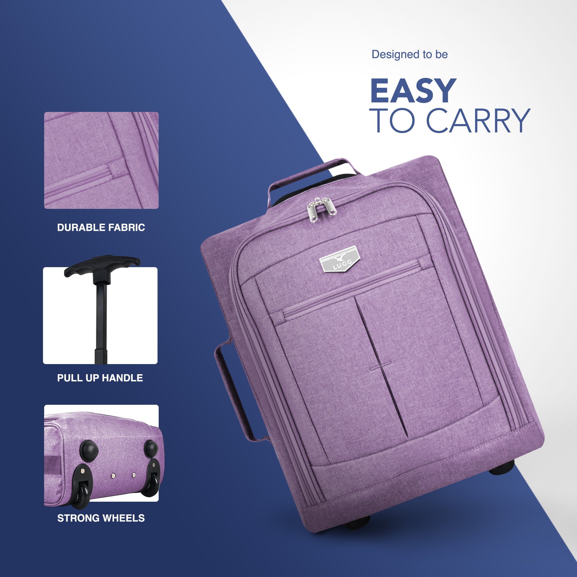 Soft Cabin Bag for Ryanair & EasyJet Priority Overhead Locker - Lilac