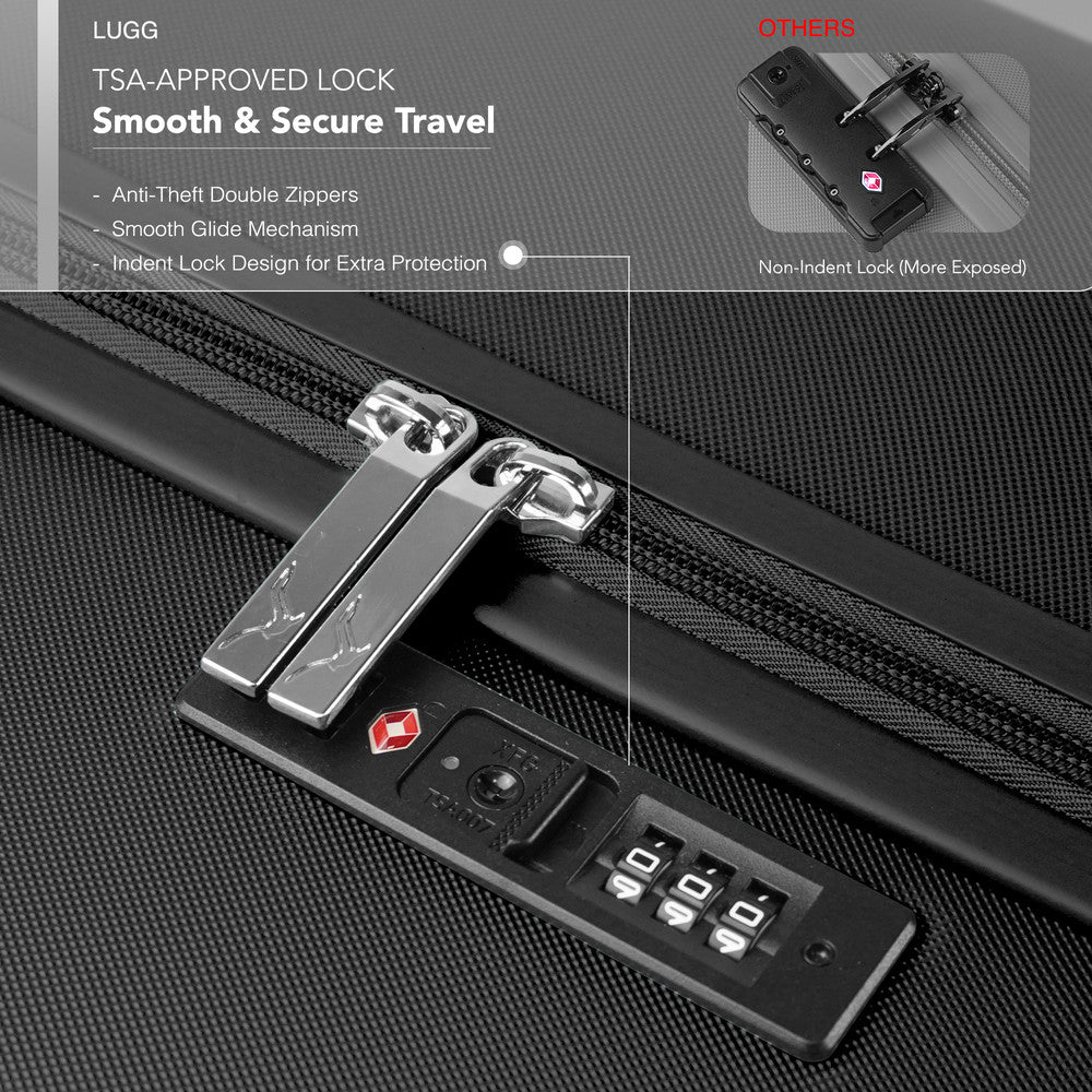LUGG 32inch Vacay Suitcase ABS Luggage with TSA Indent Lock, Aluminium Trolley Handle, 360° Spinner Wheels, Water-Resistant & Durable Material - Airline Compatible (86 x 31 x 58cm) - Shadow