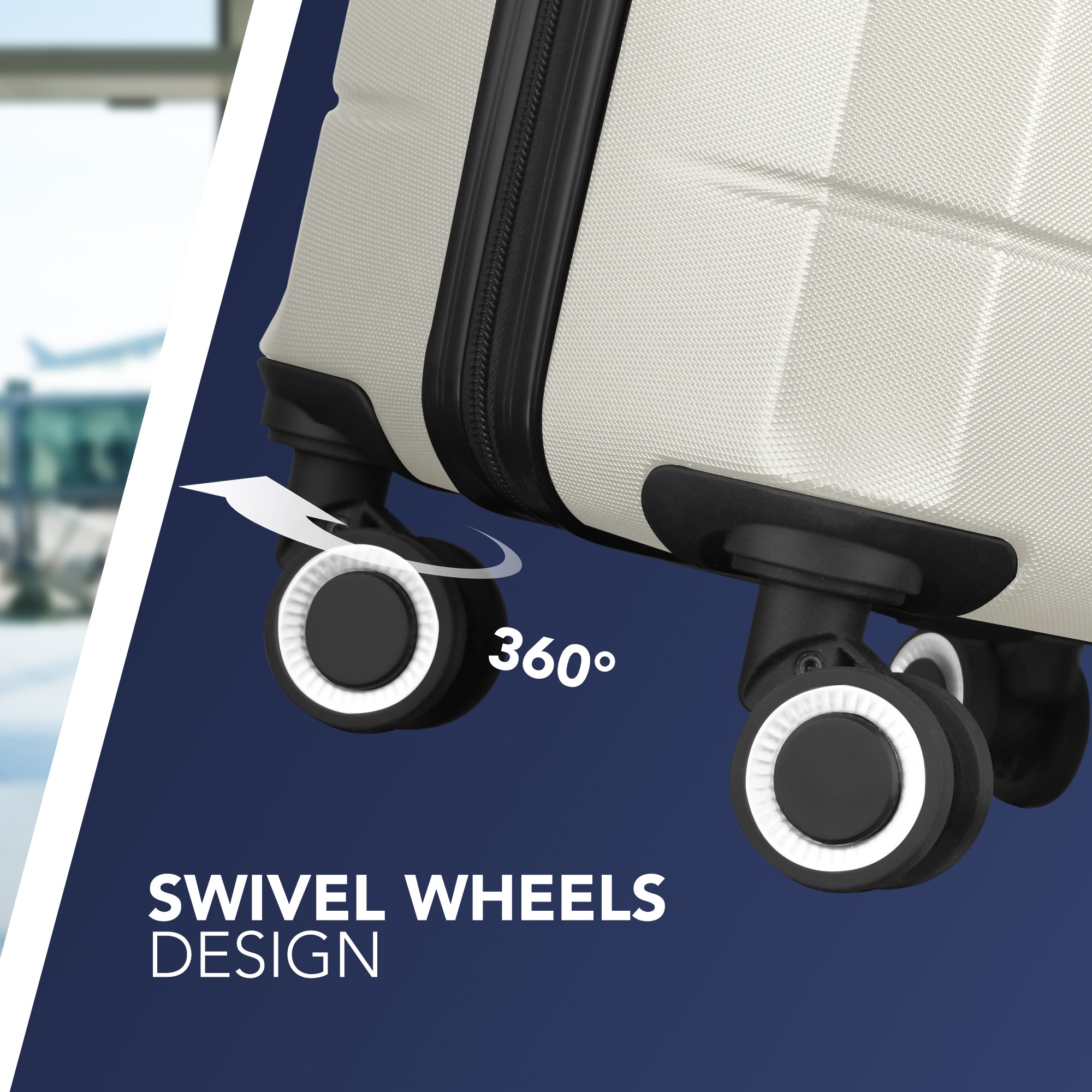 LUGG Jetset 24” Lightweight Travel Carry On Suitcase, ABS, Water Resistant & TSA Lock, Easyjet Overhead- Ivory