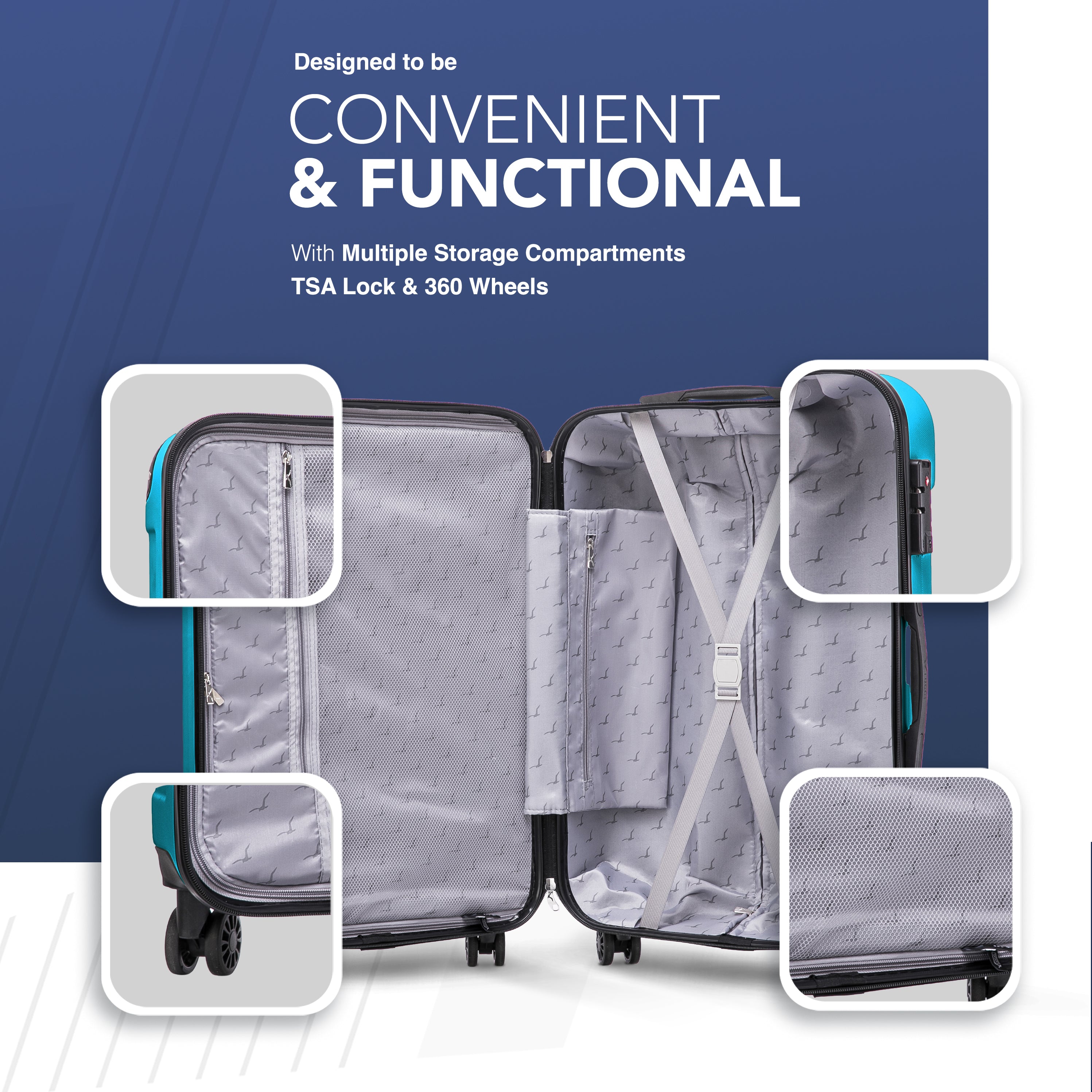 Skywander 20" Cabin Suitcase - 55 x 35 x 23cm in Teal