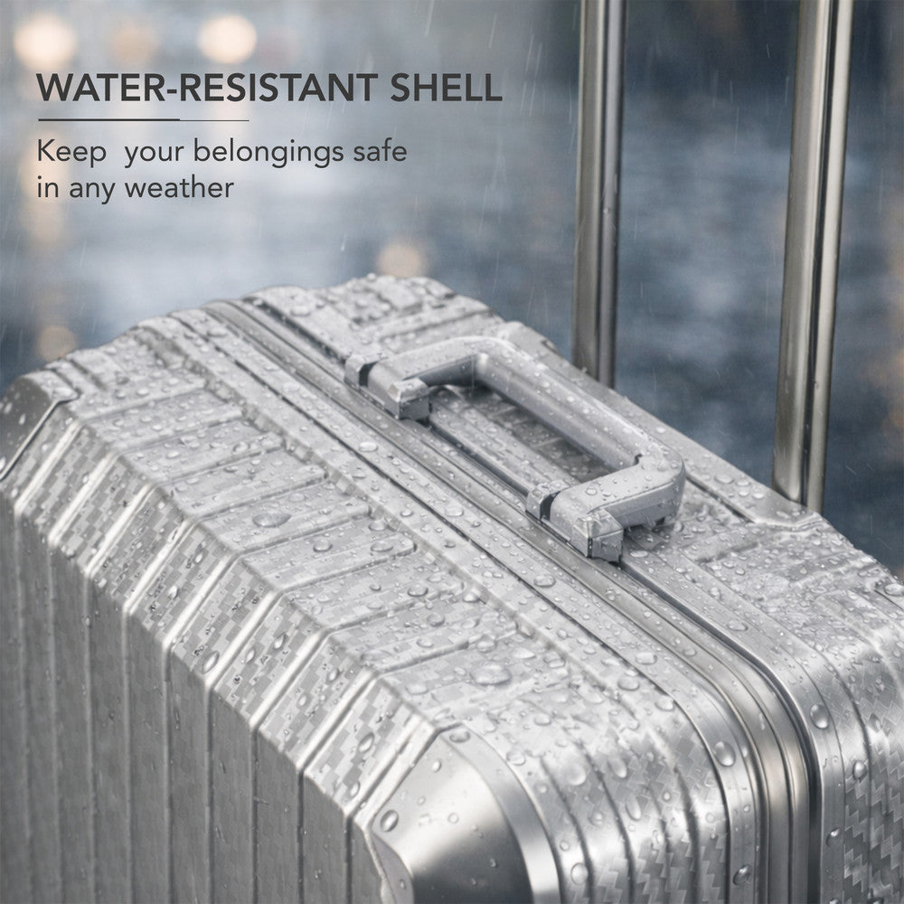 LUGG 24" Hard Shell Trolley Suitcase Aluminium TSA Lock Metallic Silver 65x45x26.5cm