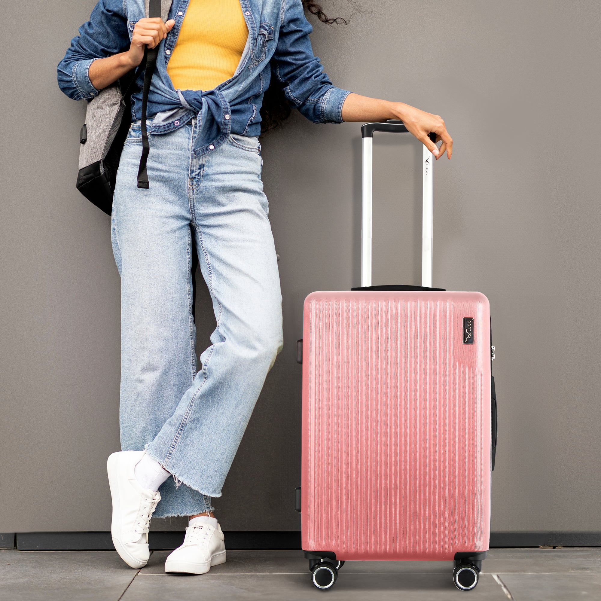 Vacay 20” Suitcase ABS Luggage with TSA Indent Lock, Aluminium Trolley Handle, 360° Spinner Wheels - Airline Compatible (55 x 35 x 23cm) - Clay
