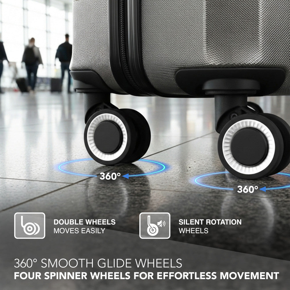 LUGG Jetset 15 Inch ABS Shell Protection Water Resistant & Safe Locking System Easyjet Free Under Seat Luggage (45x33x20cm) - Gunmetal Grey