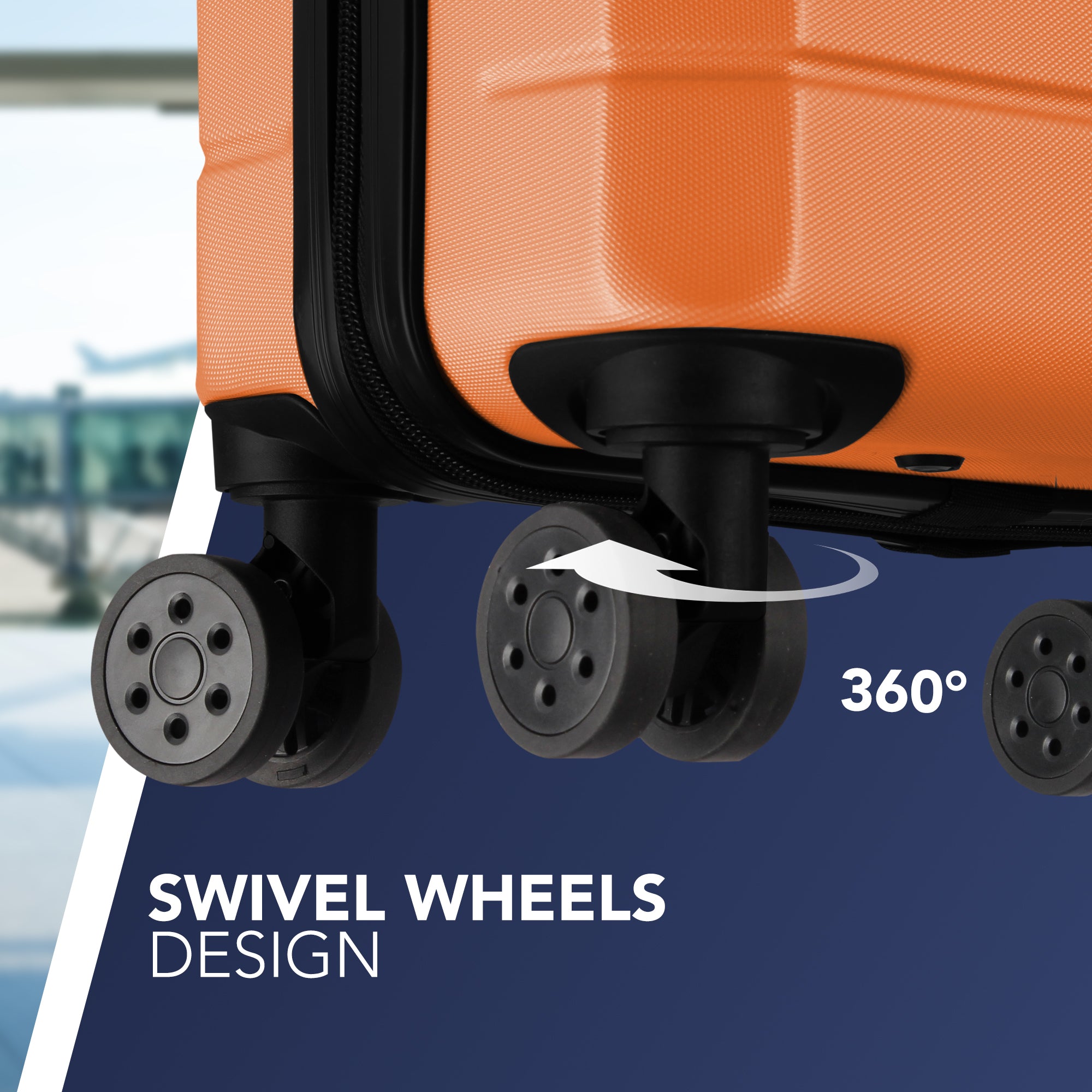 LUGG Jetset 15 Inch ABS Shell Protection Water Resistant & Safe Locking System Easyjet Free Under Seat Luggage (45x33x20cm) - Orange