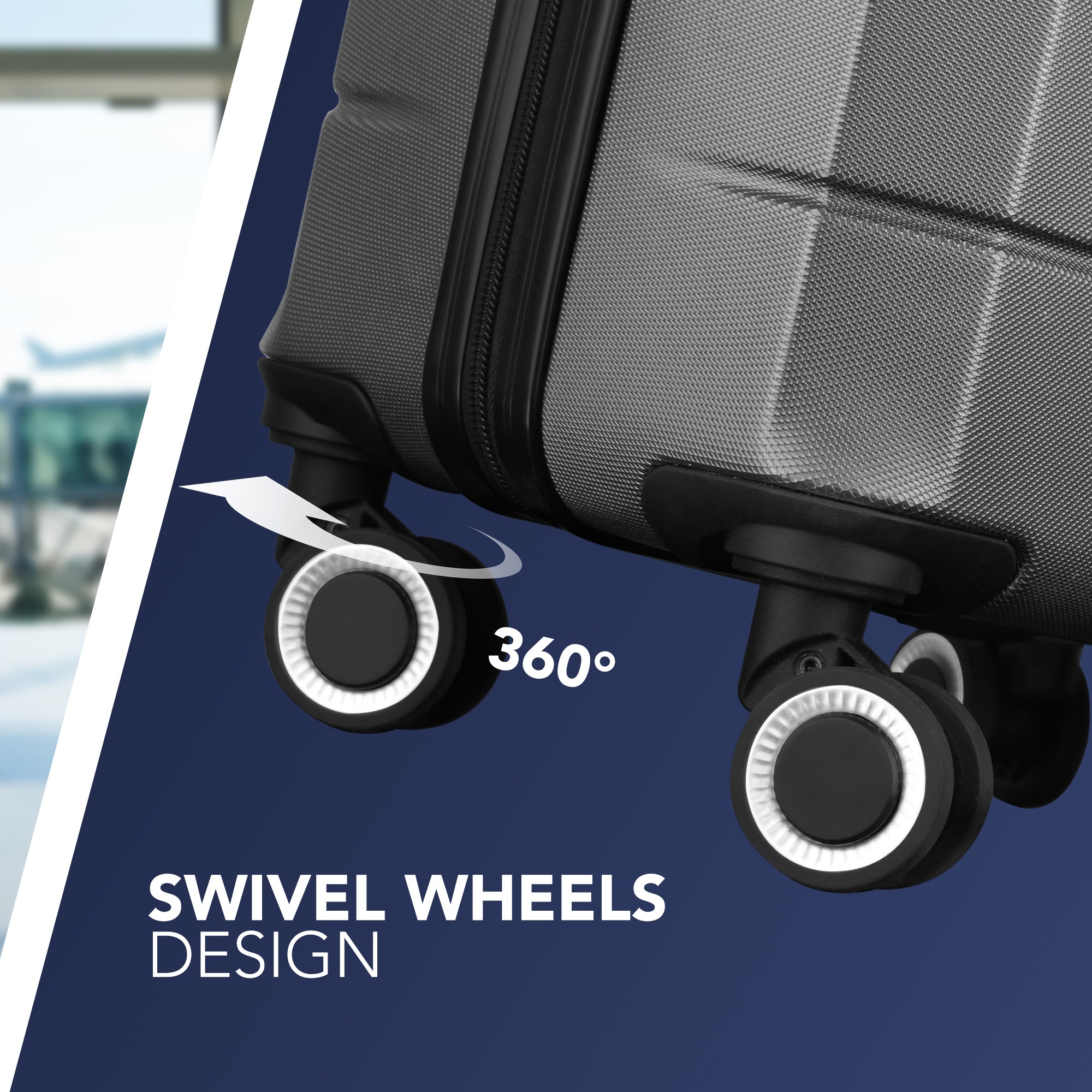 LUGG Jetset 24” Lightweight Travel Carry On Suitcase, ABS, Water Resistant & TSA Lock, Easyjet Overhead- Gunmetal