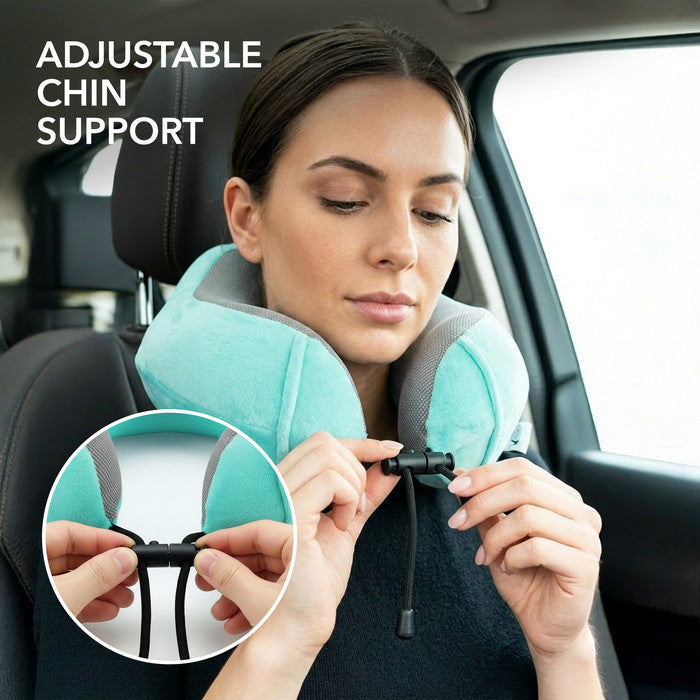 Memory Foam Travel Neck Pillow for Flights – Turquoise