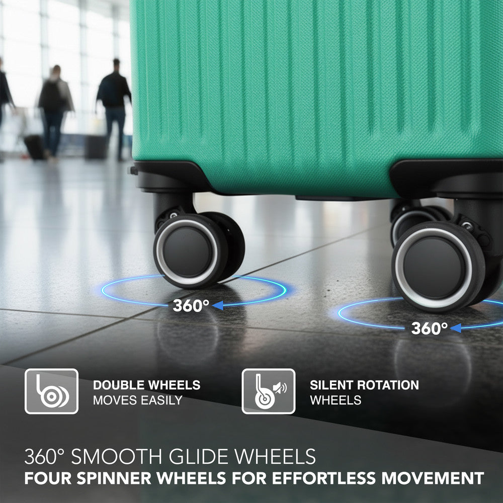 LUGG 32inch Vacay Suitcase ABS Luggage with TSA Indent Lock, Aluminium Trolley Handle, 360° Spinner Wheels, Water-Resistant & Durable Material - Airline Compatible (86 x 31 x 58cm) - Mint