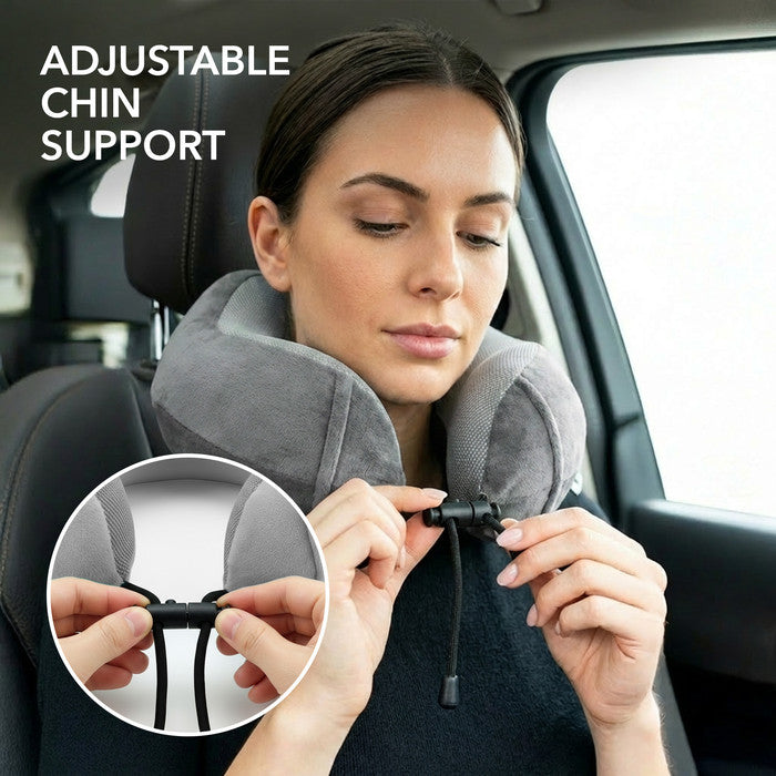 Memory Foam Travel Neck Pillow - Grey