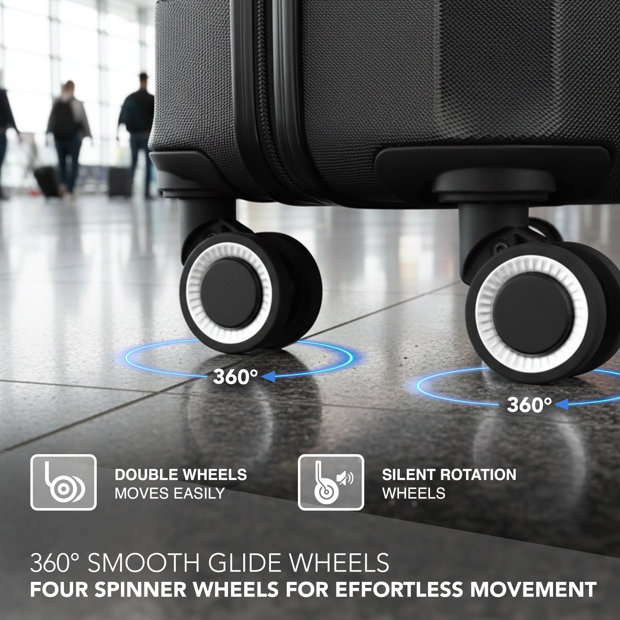 Jetset 32" Large Suitcase – Lightweight Hard Shell Luggage with TSA Lock – Water-Resistant ABS Spinner Suitcase – 4 Wheels – 86x58x31cm Travel Bag - Black