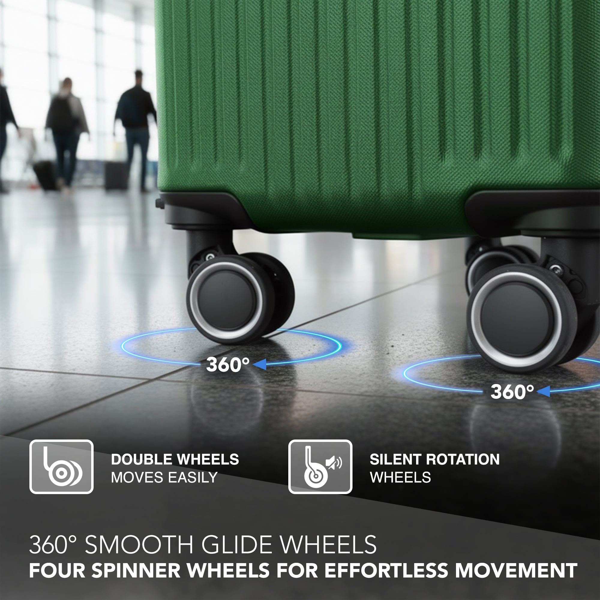 LUGG 40cm Vacay Suitcase ABS Luggage, Aluminium Trolley Handle, 360° Spinner Wheels, Water-Resistant & Durable Material - Airline Compatible (40 x 30 x 20cm)- Forest