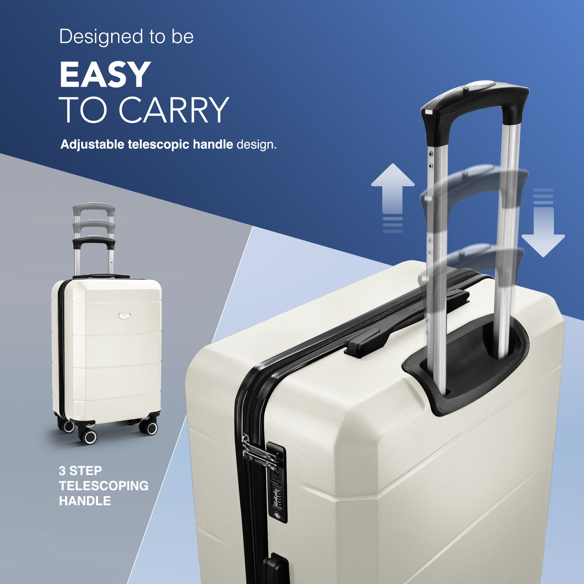 Jetset 3pc Suitcase Set in Ivory