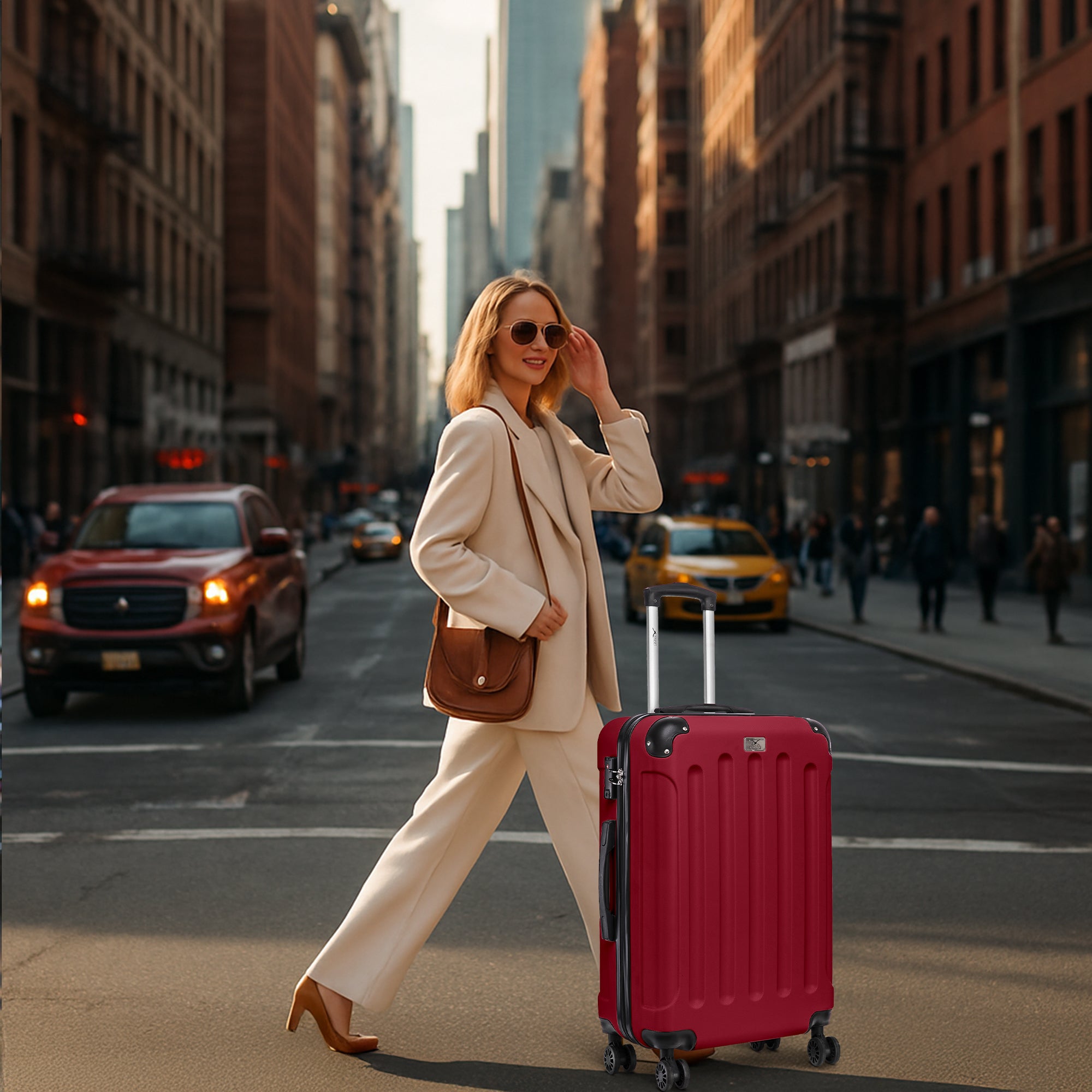 LUGG Skywander 24” Lightweight Underseat Cabin Bag - 67cm x 44cm x 24.5cm – EasyJet Approved Carry-On Suitcase, Durable ABS Hard Shell- Burgundy