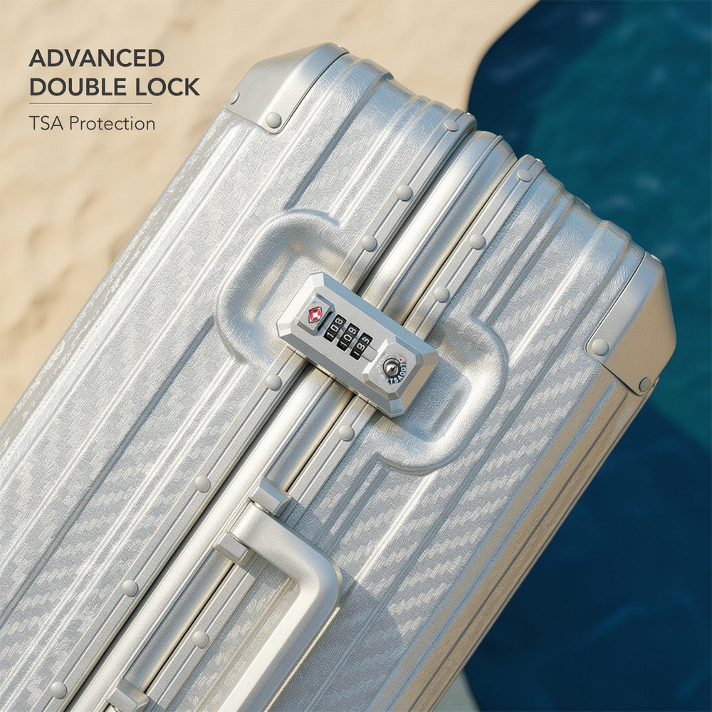 LUGG Solo Explorer 28" Hard Shell Suitcase 75x52x31cm 5yr Warranty Metallic Silver