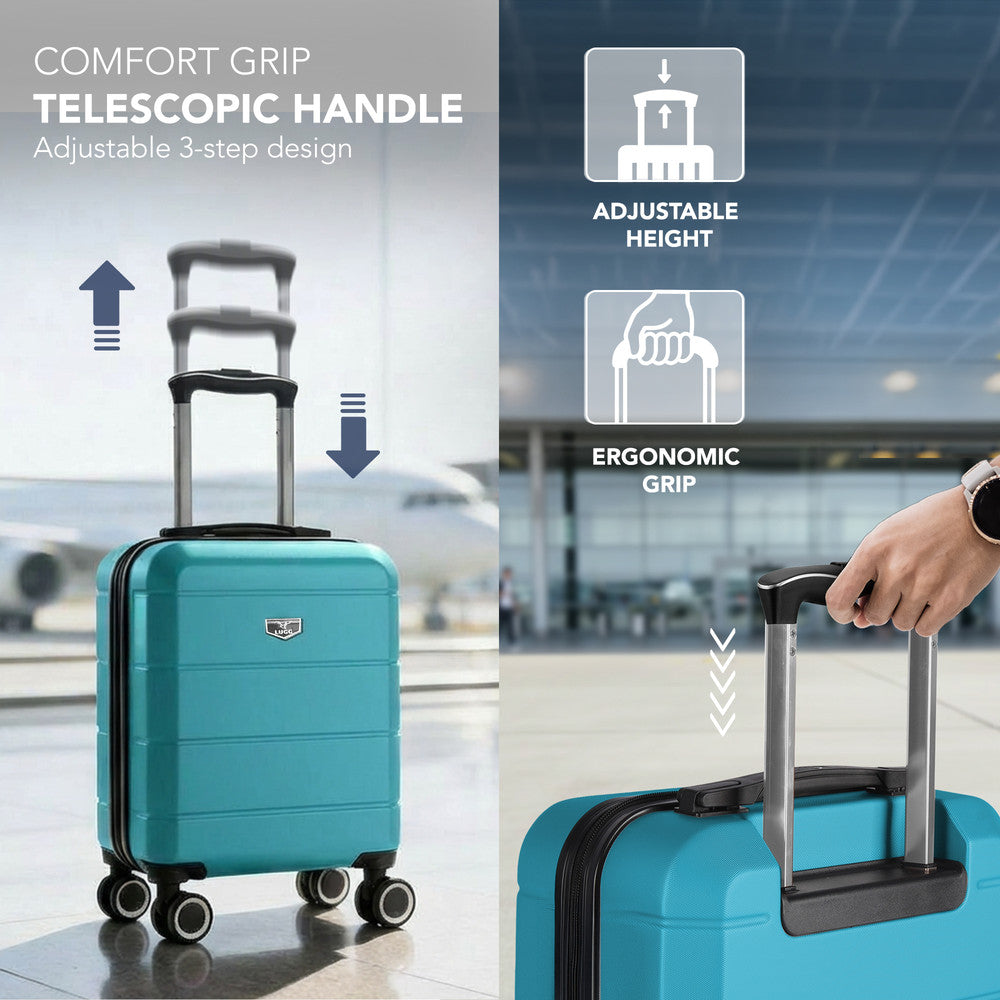 LUGG Jetset 15 Inch ABS Shell Protection Water Resistant & Safe Locking System Easyjet Free Under Seat Luggage (45x33x20cm) - Teal