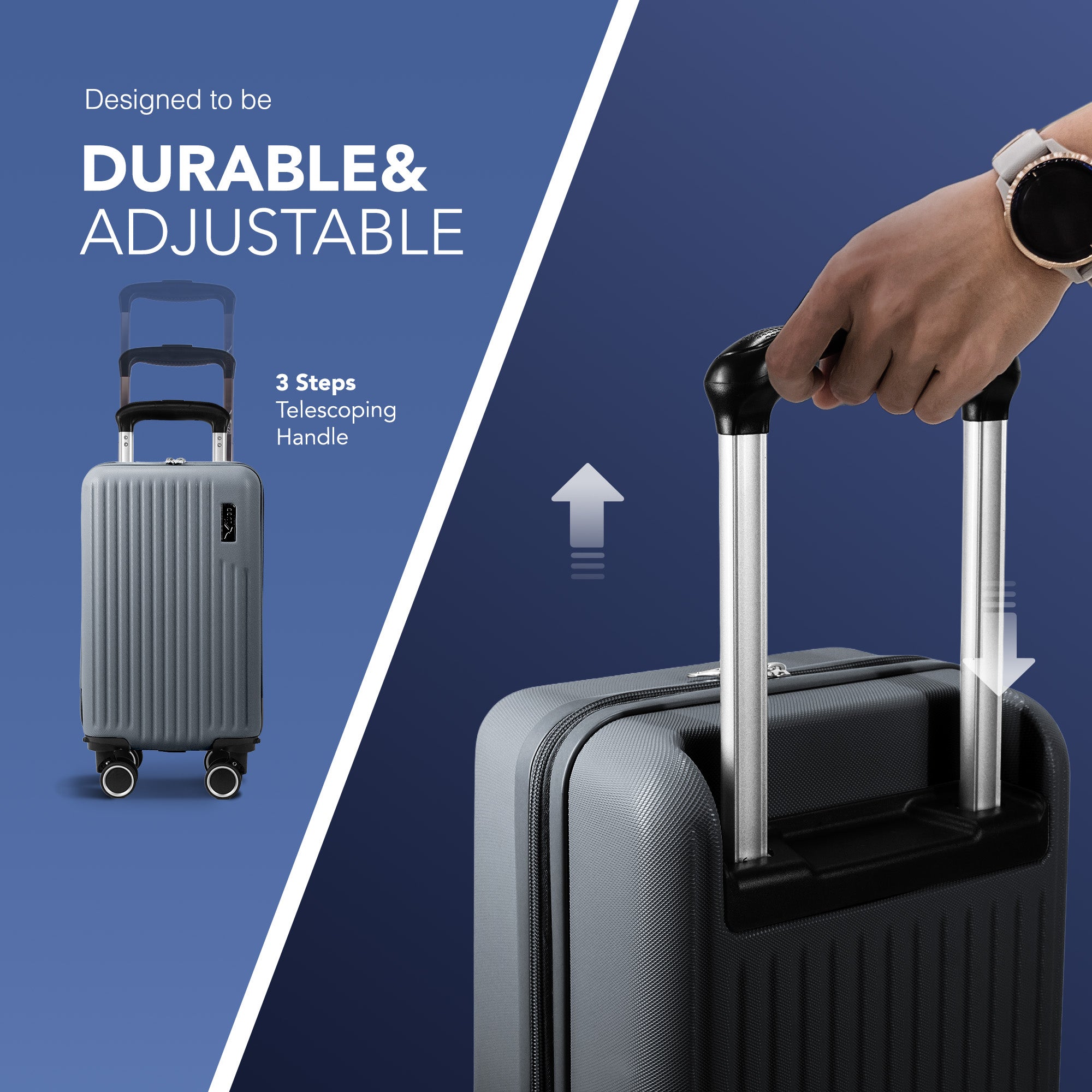LUGG 40cm Vacay Suitcase ABS Luggage with TSA Indent Lock, Aluminium Trolley Handle, 360° Spinner Wheels, Water-Resistant & Durable Material - Airline Compatible (40 x 20 x 25cm)- Raven