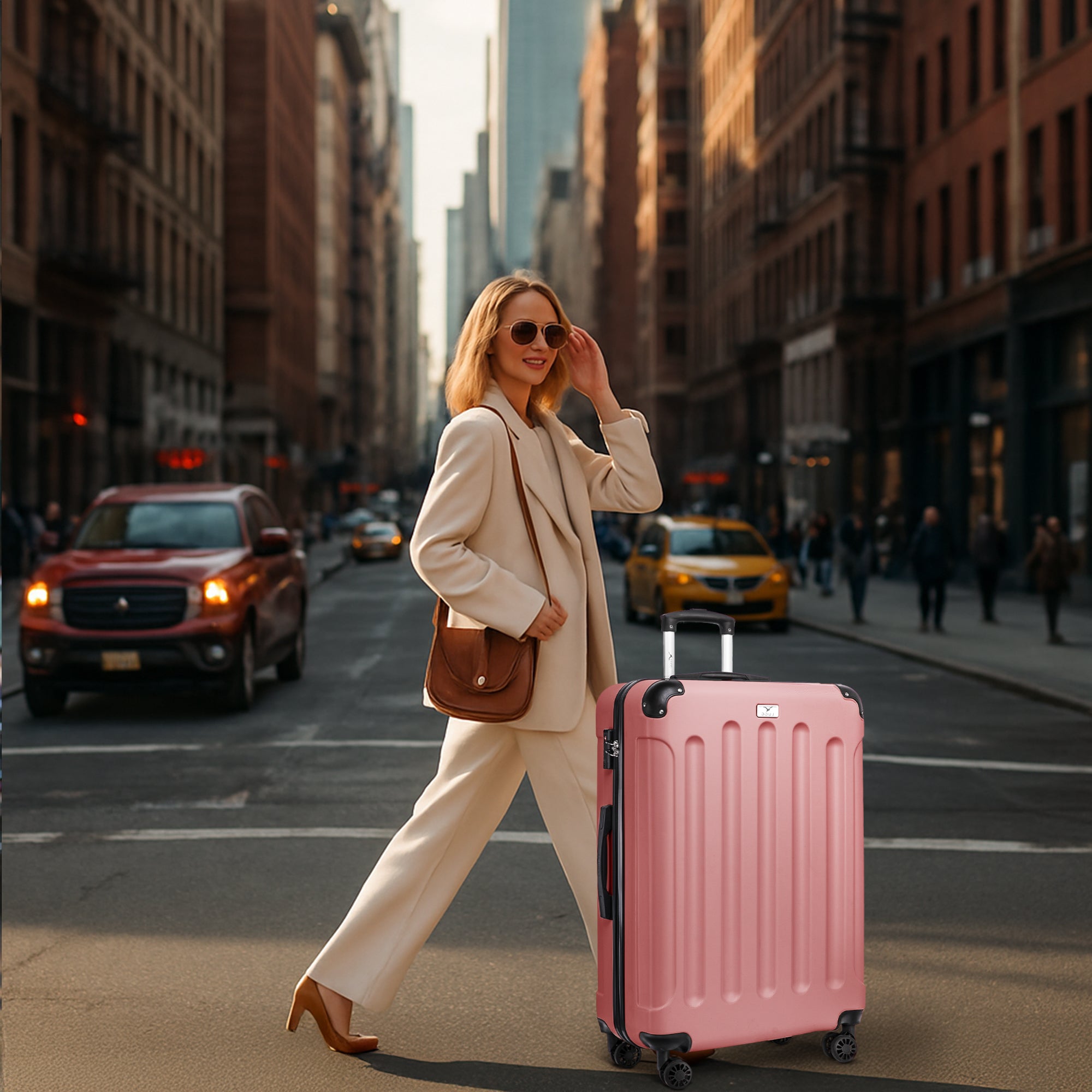 LUGG Skywander 28” Lightweight Luggage - 75cm x 49cm x 29cm - Strong & Lightweight with Secure TSA Lock, Smooth 360° Wheels & Resilient Handle- Rose Gold