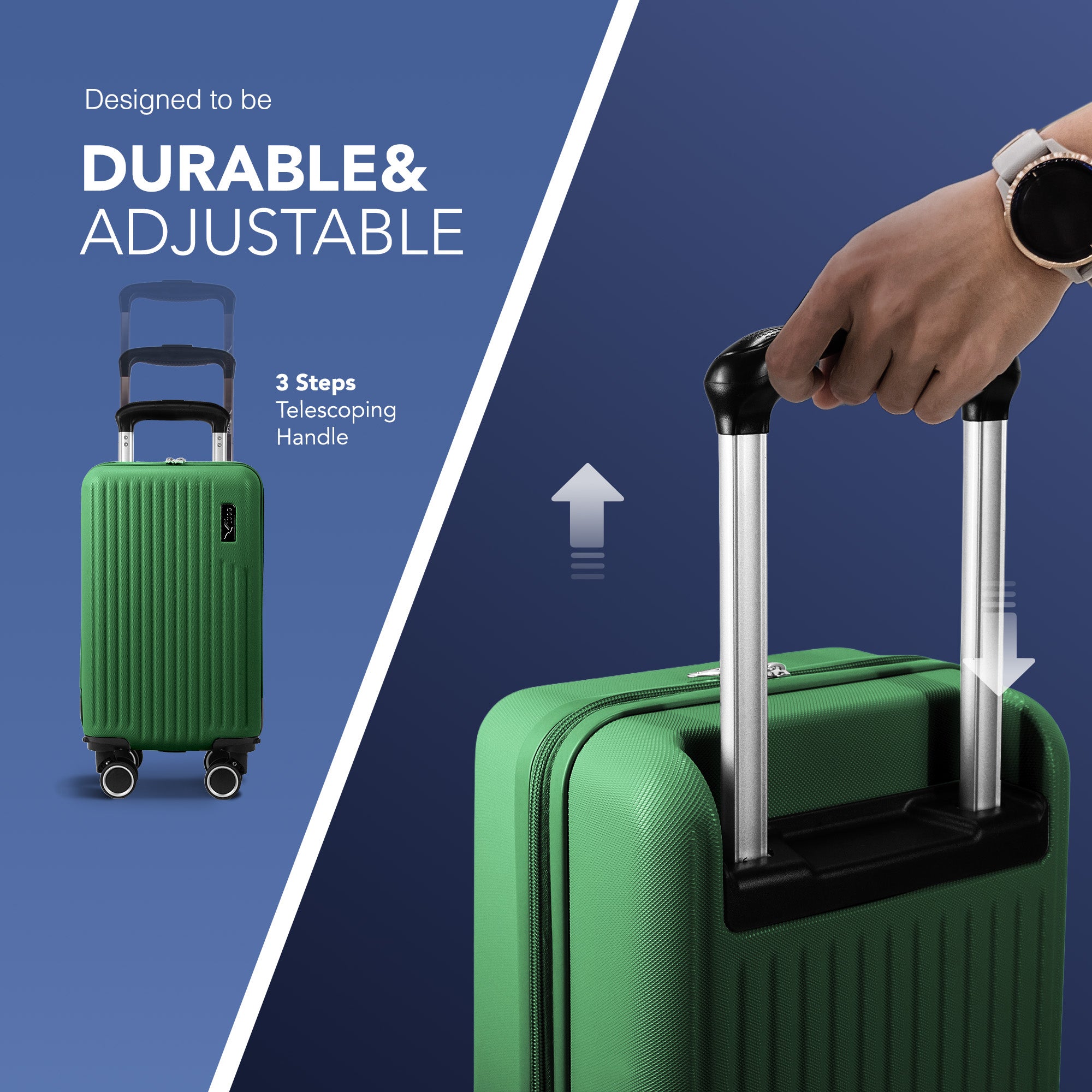 LUGG 40cm Vacay Suitcase ABS Luggage with TSA Indent Lock, Aluminium Trolley Handle, 360° Spinner Wheels, Water-Resistant & Durable Material - Airline Compatible (40 x 20 x 25cm)- Forest