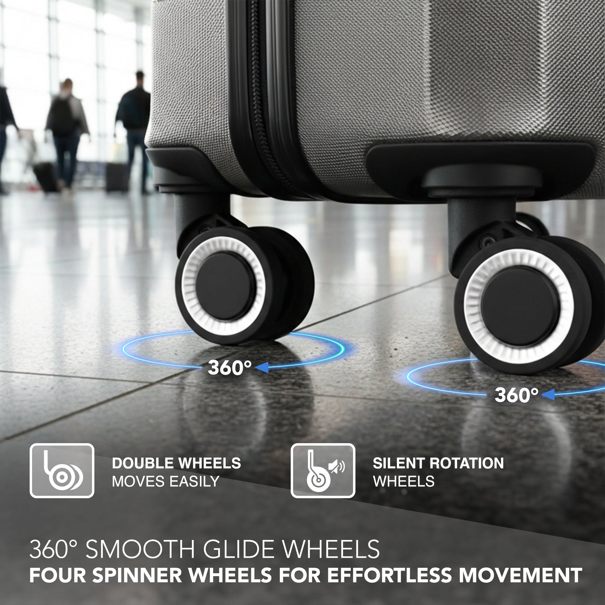 LUGG - Jetset 40cm Suitcase - 40x30x20cm- Ryanair Compatible - Underseat Size - Hard Shell ABS - Spinner & Removable Wheels - Lightweight Travel Luggage- Gunmetal