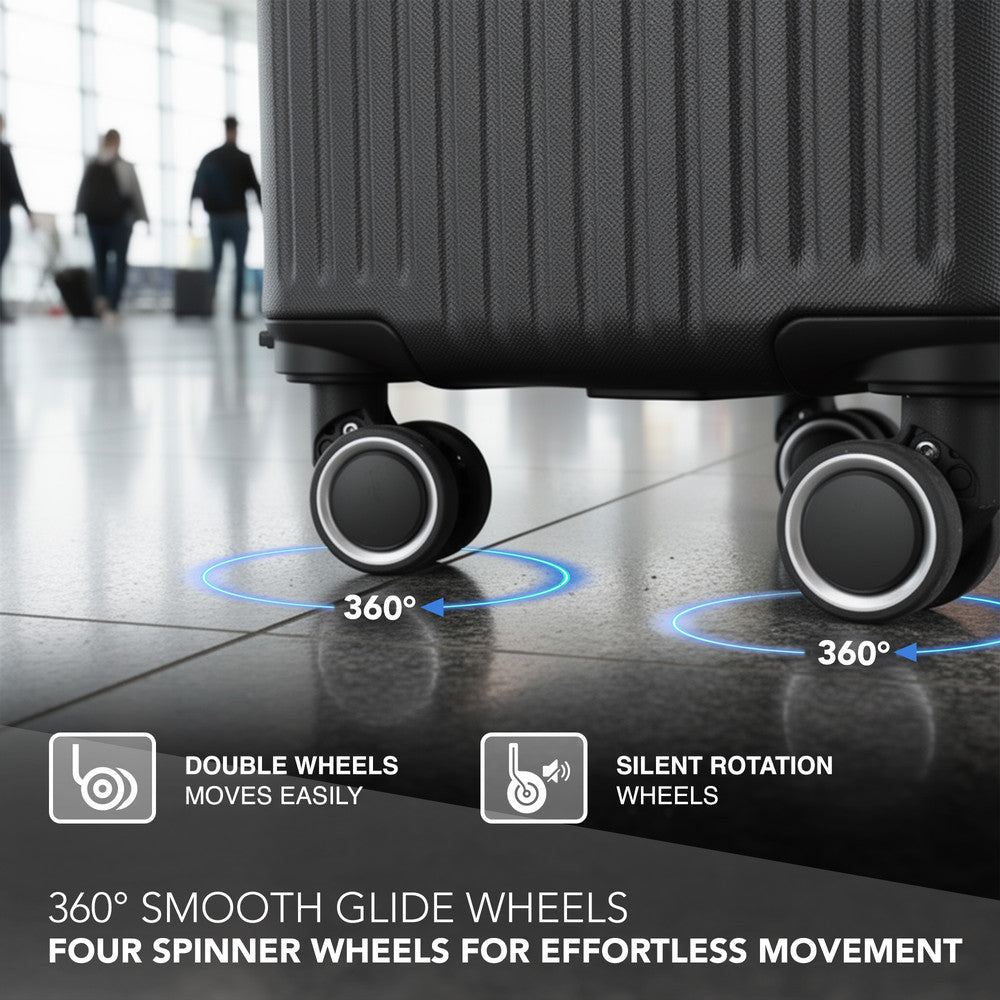 LUGG 32inch Vacay Suitcase ABS Luggage with TSA Indent Lock, Aluminium Trolley Handle, 360° Spinner Wheels, Water-Resistant & Durable Material - Airline Compatible (86 x 31 x 58cm) - Shadow