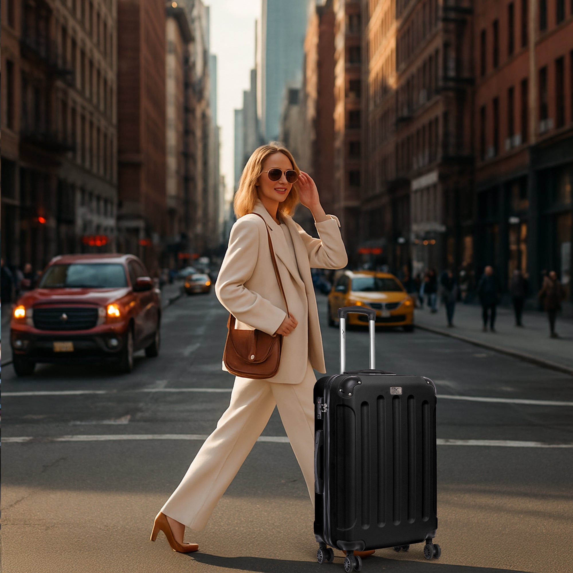 LUGG Skywander 24” Lightweight Underseat Cabin Bag - 67cm x 44cm x 24.5cm – EasyJet Approved Carry-On Suitcase, Durable ABS Hard Shell- Black