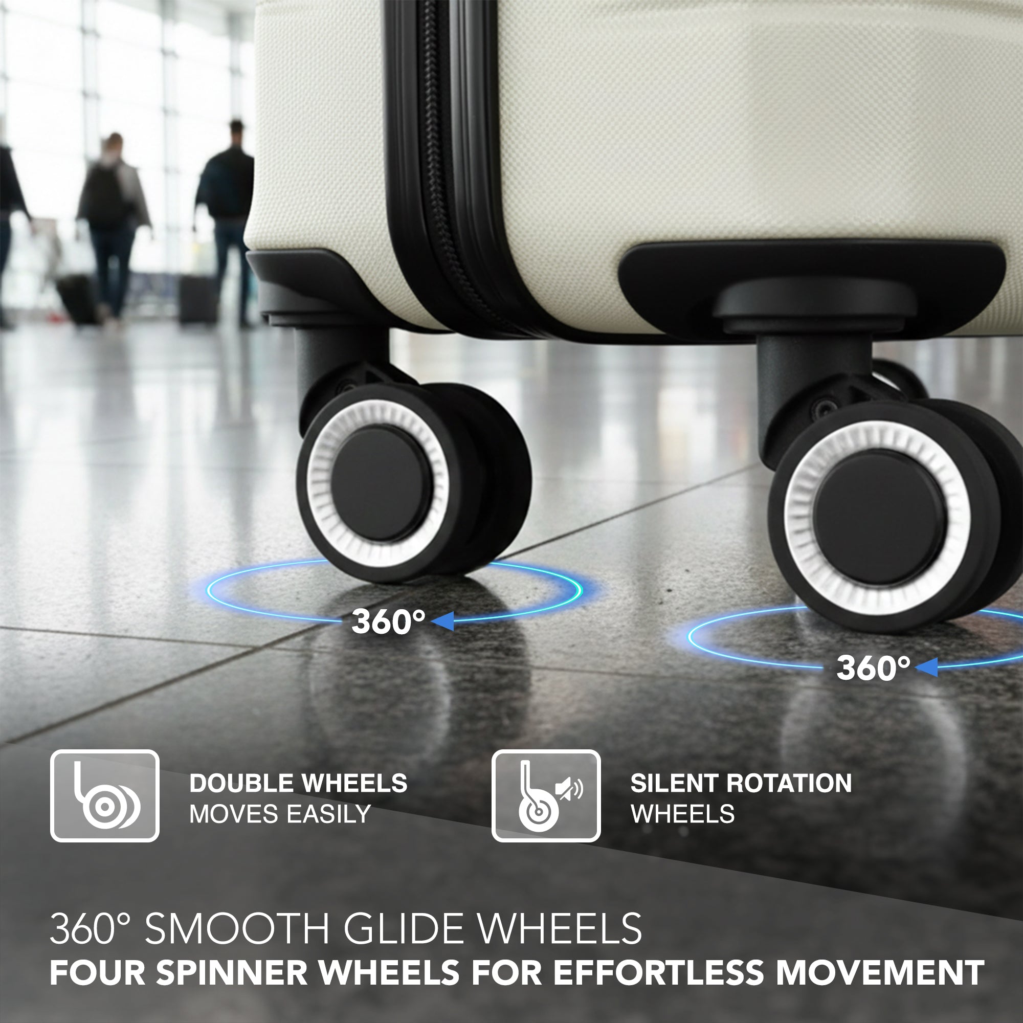 LUGG - Jetset 40cm Suitcase - 40x25x20cm- Ryanair Compatible - Underseat Size - Hard Shell ABS - Spinner & Removable Wheels - Lightweight Travel Luggage- Ivory