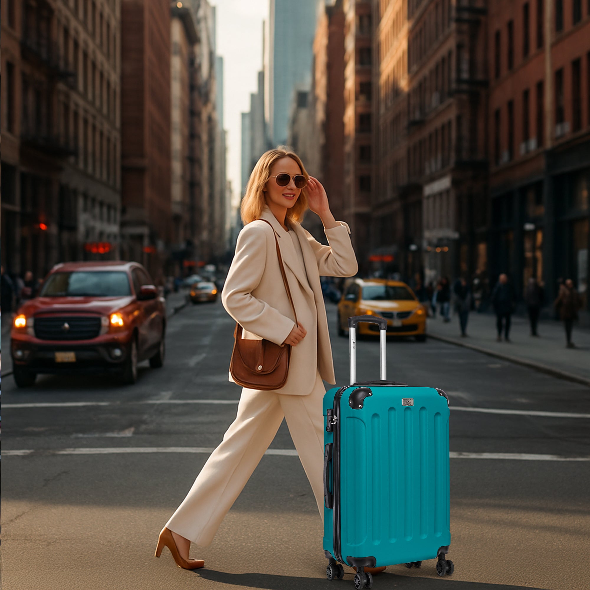 LUGG Skywander 24” Lightweight Underseat Cabin Bag - 67cm x 44cm x 24.5cm – EasyJet Approved Carry-On Suitcase, Durable ABS Hard Shell- Teal