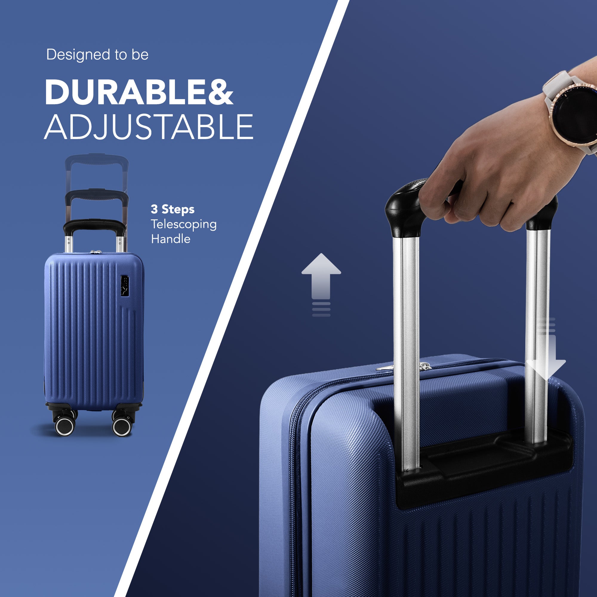 LUGG 40cm Vacay Suitcase ABS Luggage with TSA Indent Lock, Aluminium Trolley Handle, 360° Spinner Wheels, Water-Resistant & Durable Material - Airline Compatible (40 x 20 x 25cm)- Dusk