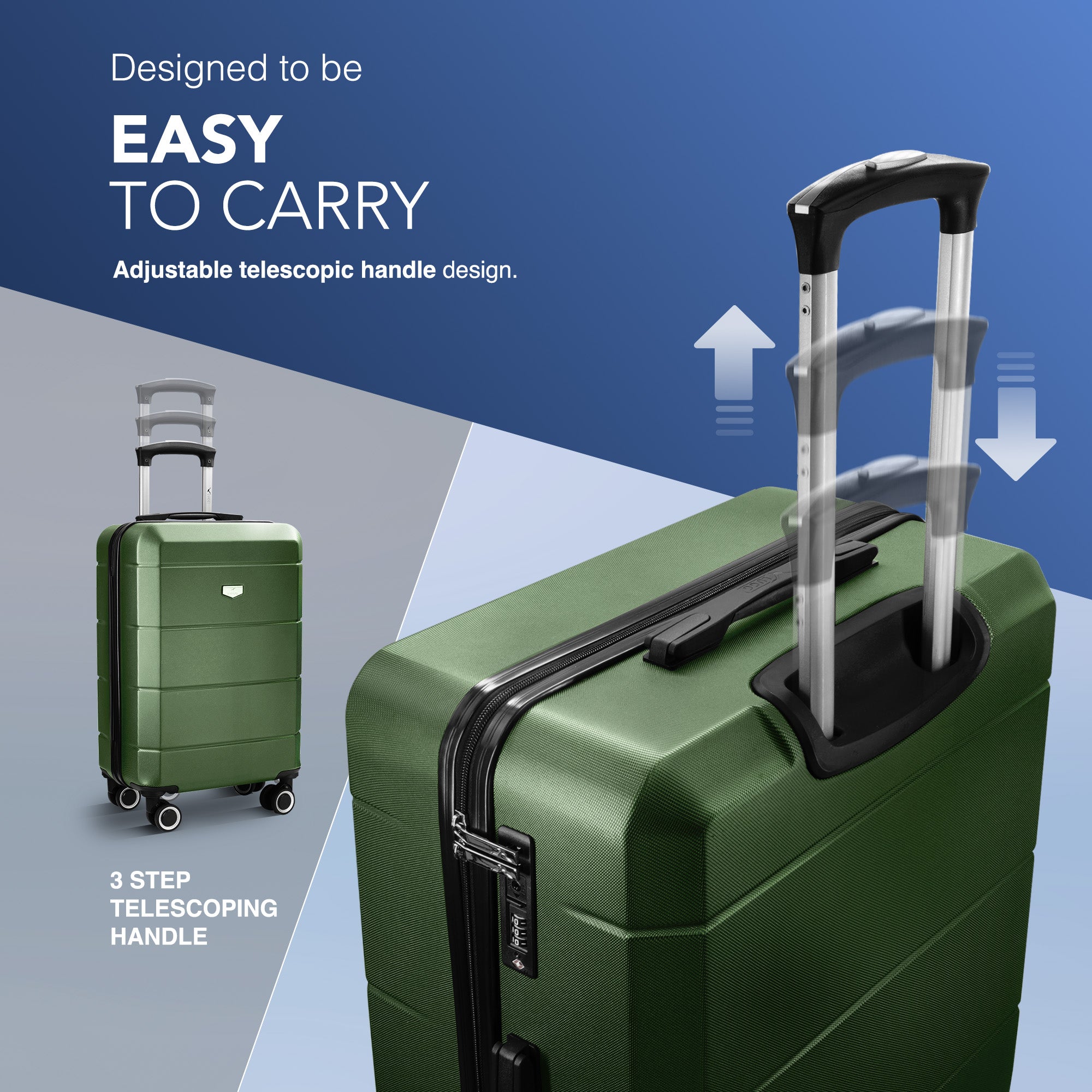 Jetset 3pc Suitcase Set in Army Green