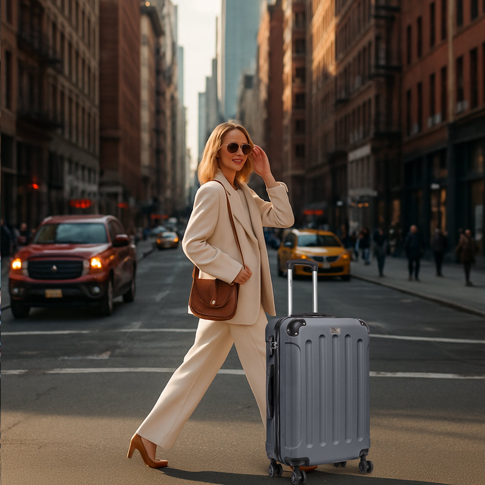 LUGG Skywander 24” Lightweight Underseat Cabin Bag - 67cm x 44cm x 24.5cm – EasyJet Approved Carry-On Suitcase, Durable ABS Hard Shell- Silver