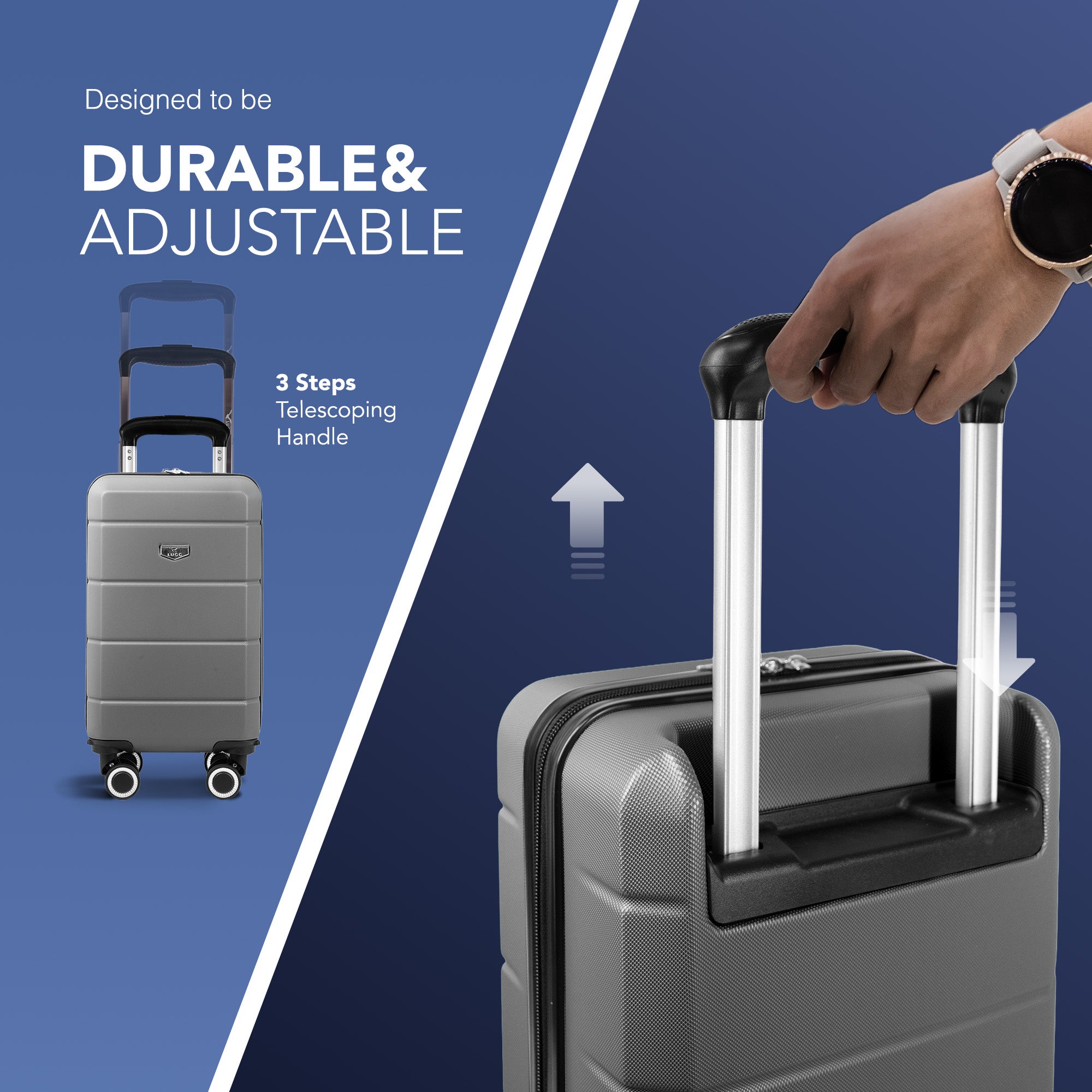 LUGG - Jetset 40cm Suitcase - 40x25x20cm- Ryanair Compatible - TSA Lock - Underseat Size - Hard Shell ABS - Spinner & Removable Wheels - Lightweight Travel Luggage- Gunmetal