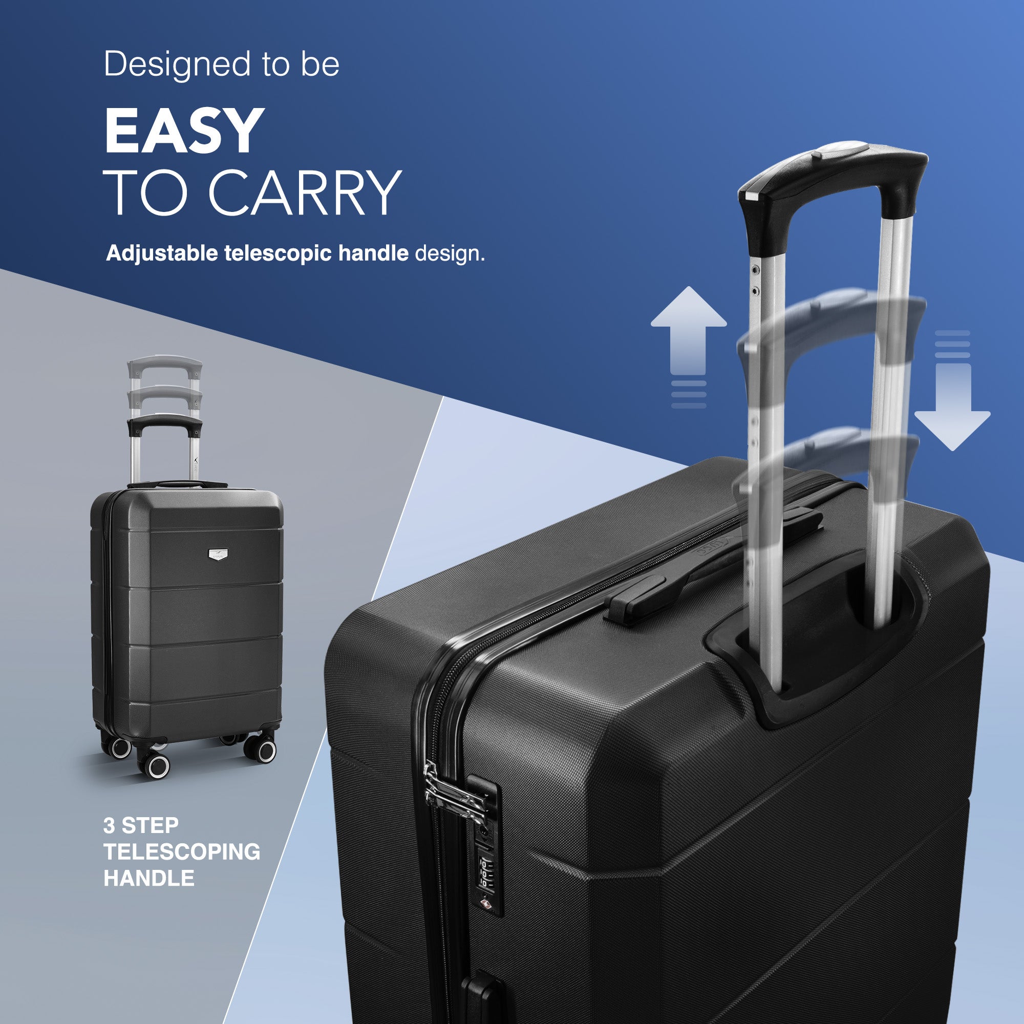 Jetset 3pc Suitcase Set in Black