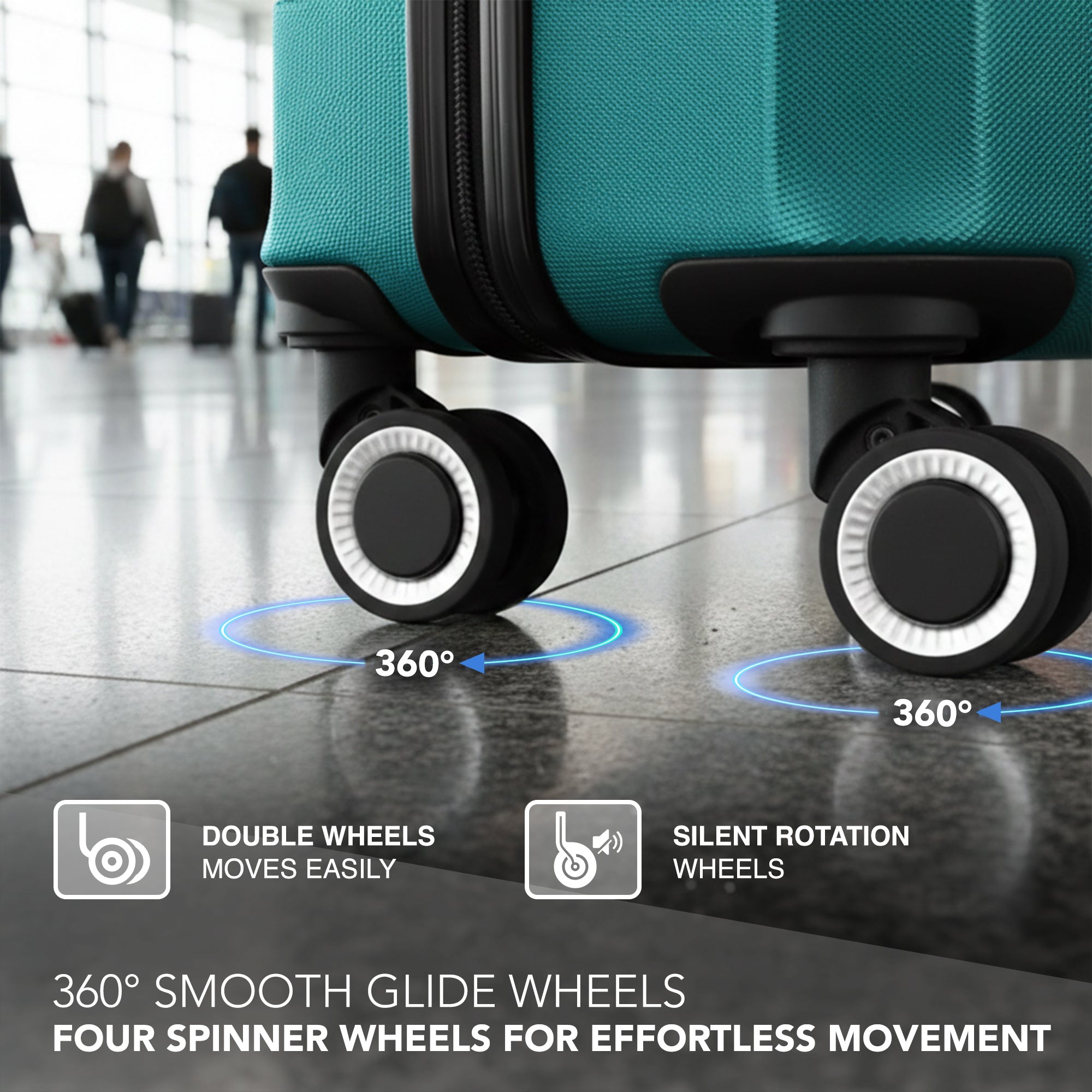 LUGG - Jetset 40cm Suitcase - 40x25x20cm- Ryanair Compatible - Underseat Size - Hard Shell ABS - Spinner & Removable Wheels - Lightweight Travel Luggage- Teal